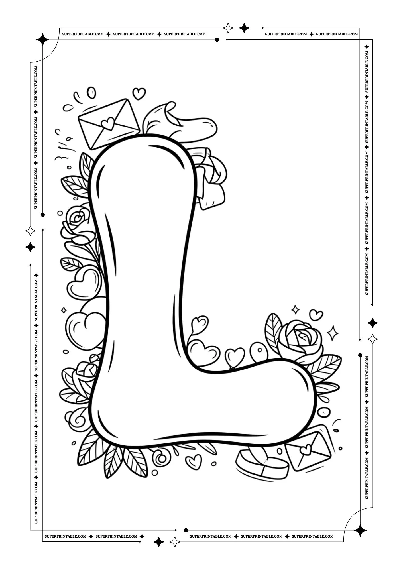 Love Notes Alphabet Coloring Pages 12