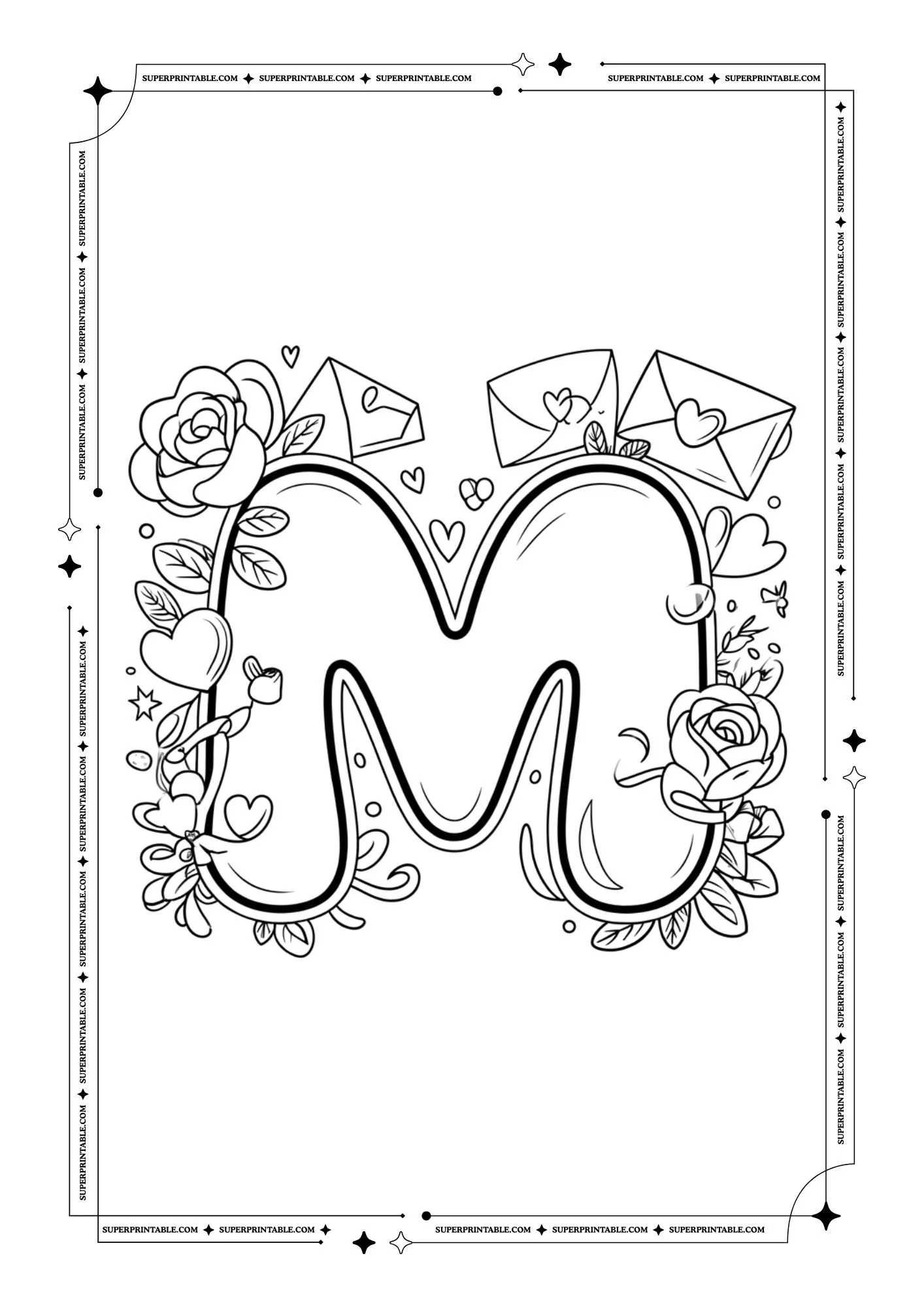 Love Notes Alphabet Coloring Pages 13