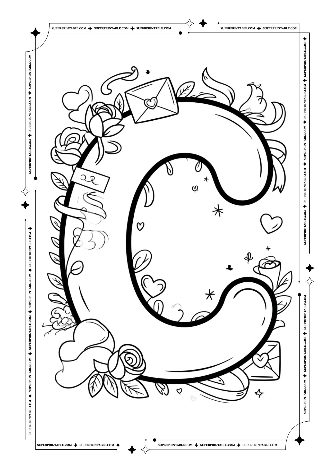 Love Notes Alphabet Coloring Pages 3