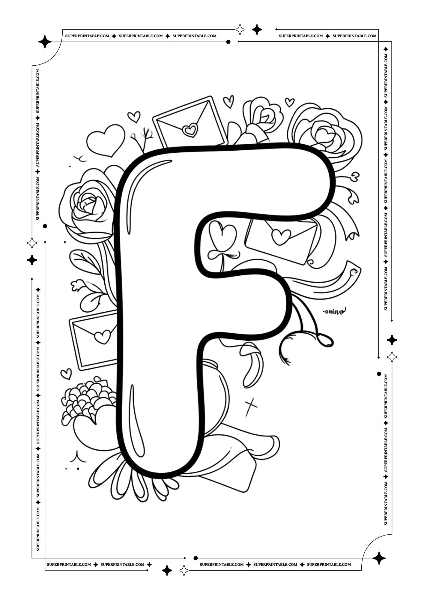 Love Notes Alphabet Coloring Pages 6