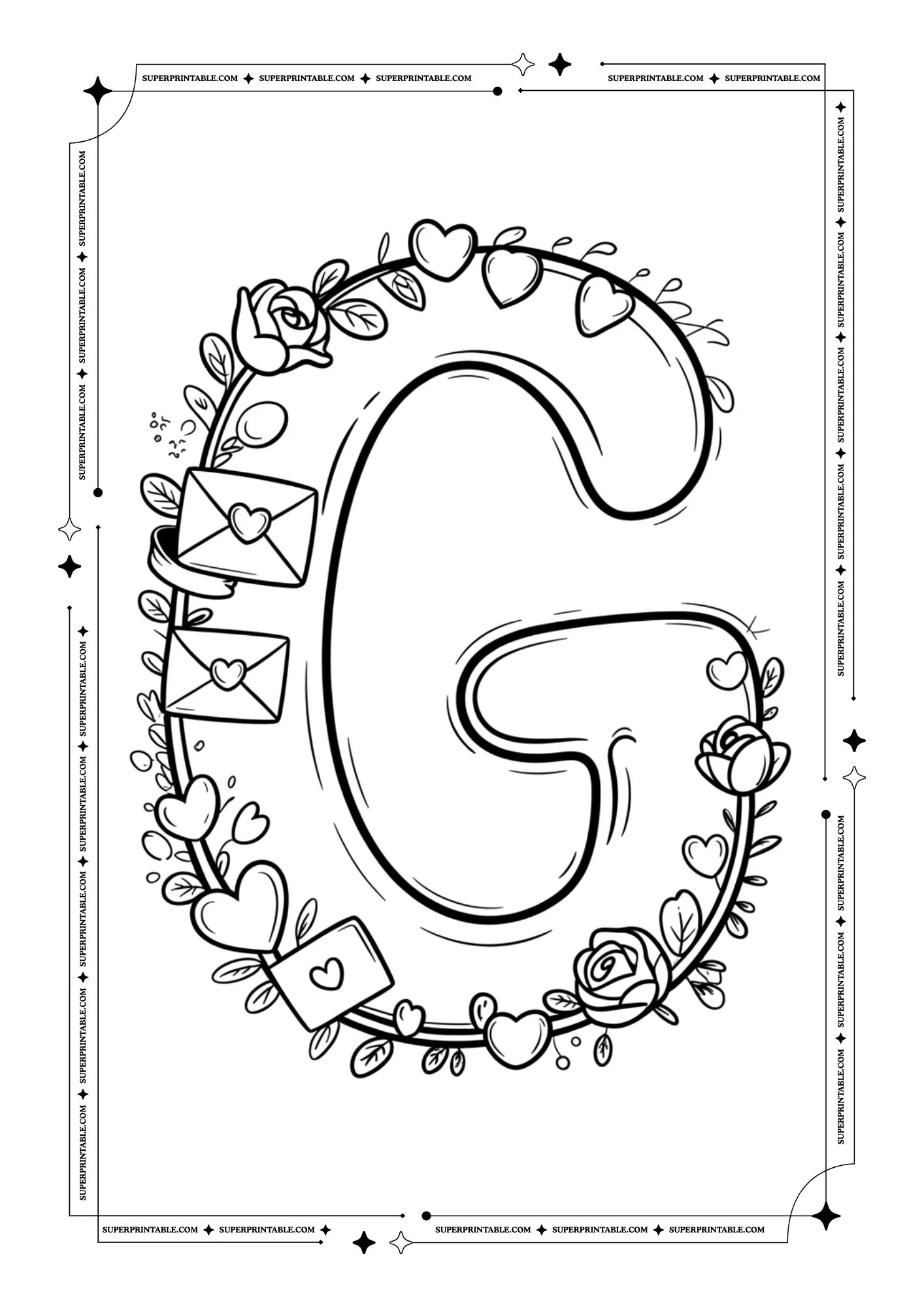 Love Notes Alphabet Coloring Pages 7