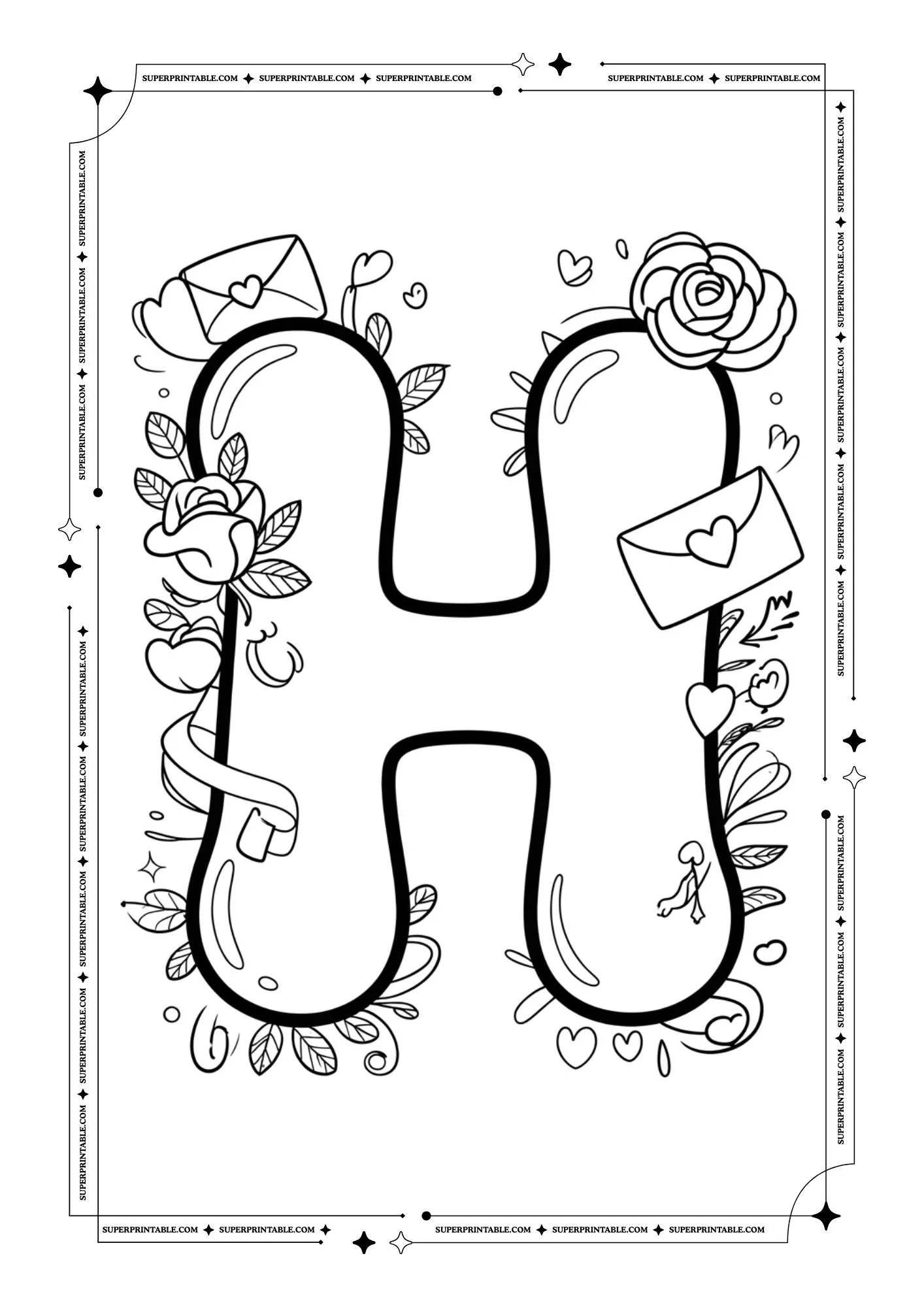Love Notes Alphabet Coloring Pages 8
