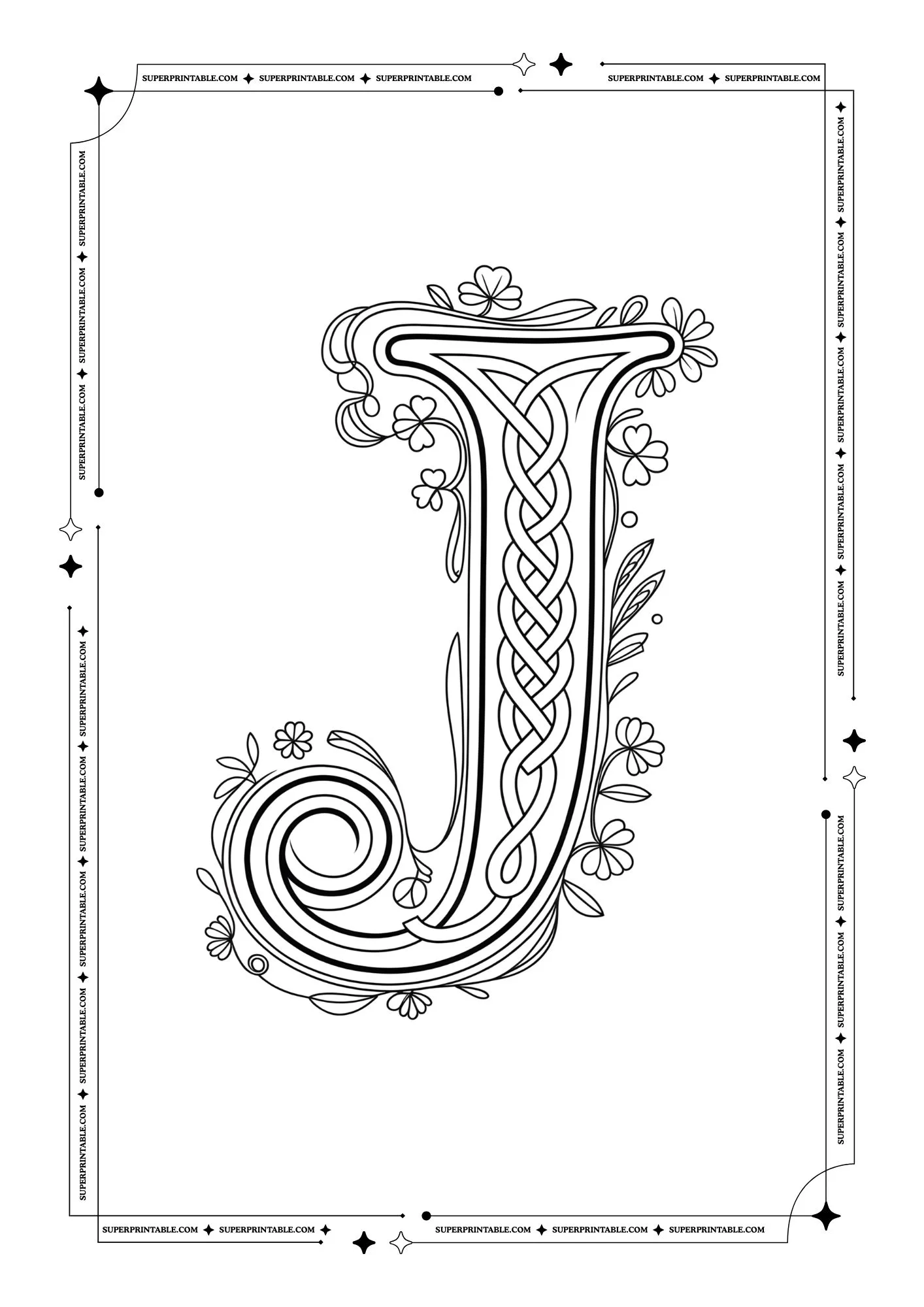 Medieval Vines Alphabet Coloring Pages 10