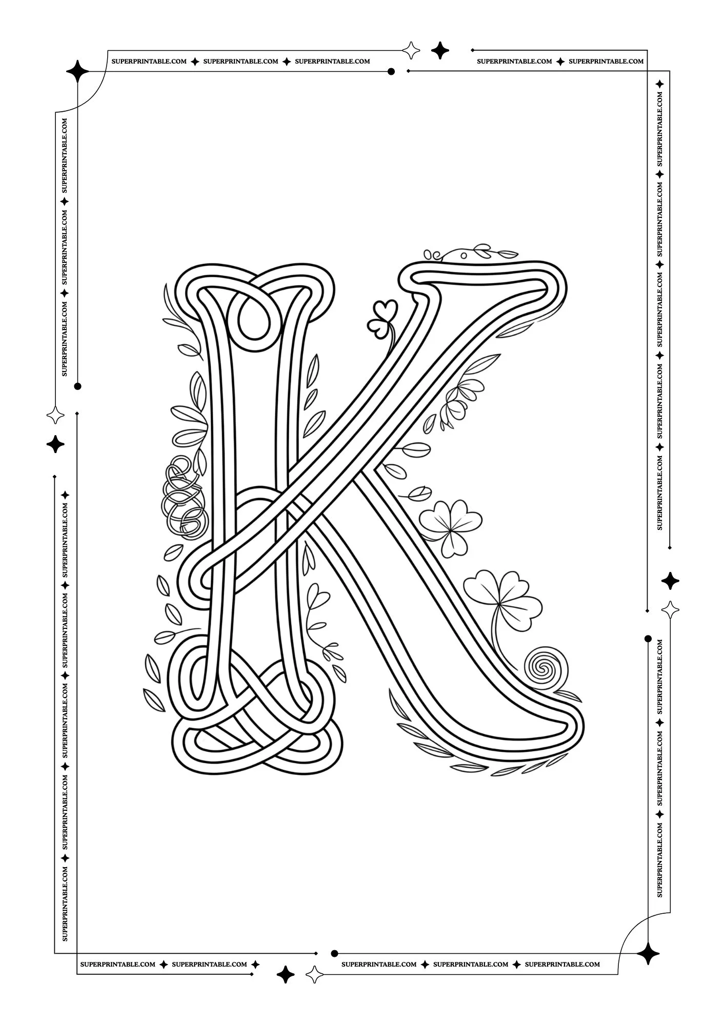 Medieval Vines Alphabet Coloring Pages 11