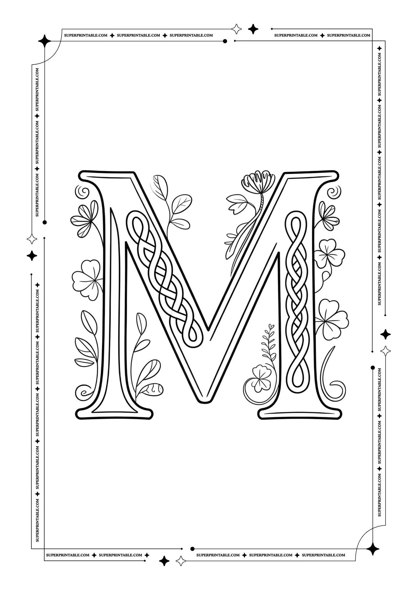 Medieval Vines Alphabet Coloring Pages 13