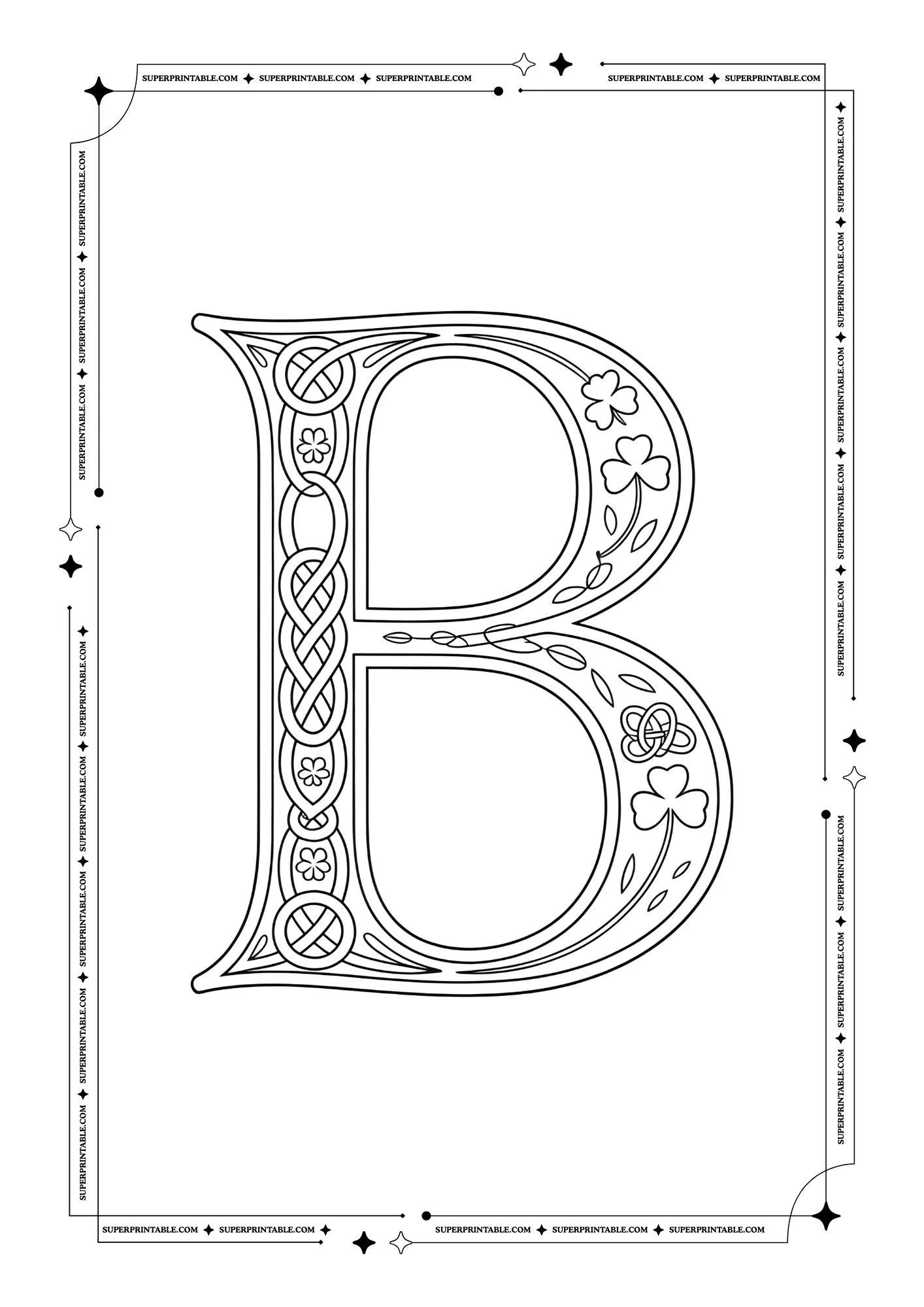 Medieval Vines Alphabet Coloring Pages 2