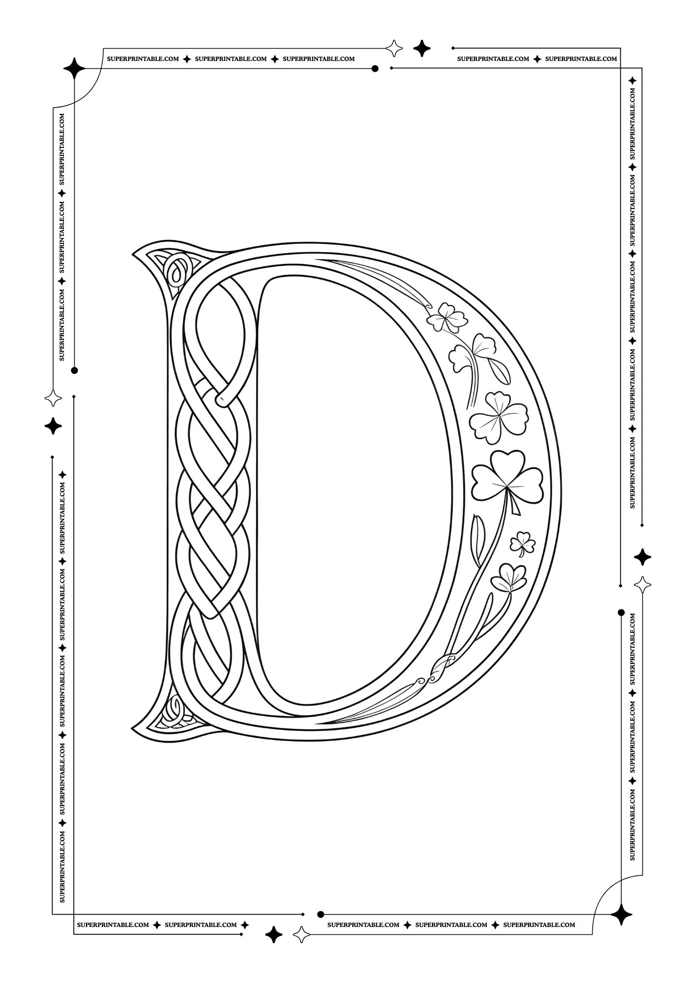 Medieval Vines Alphabet Coloring Pages 4