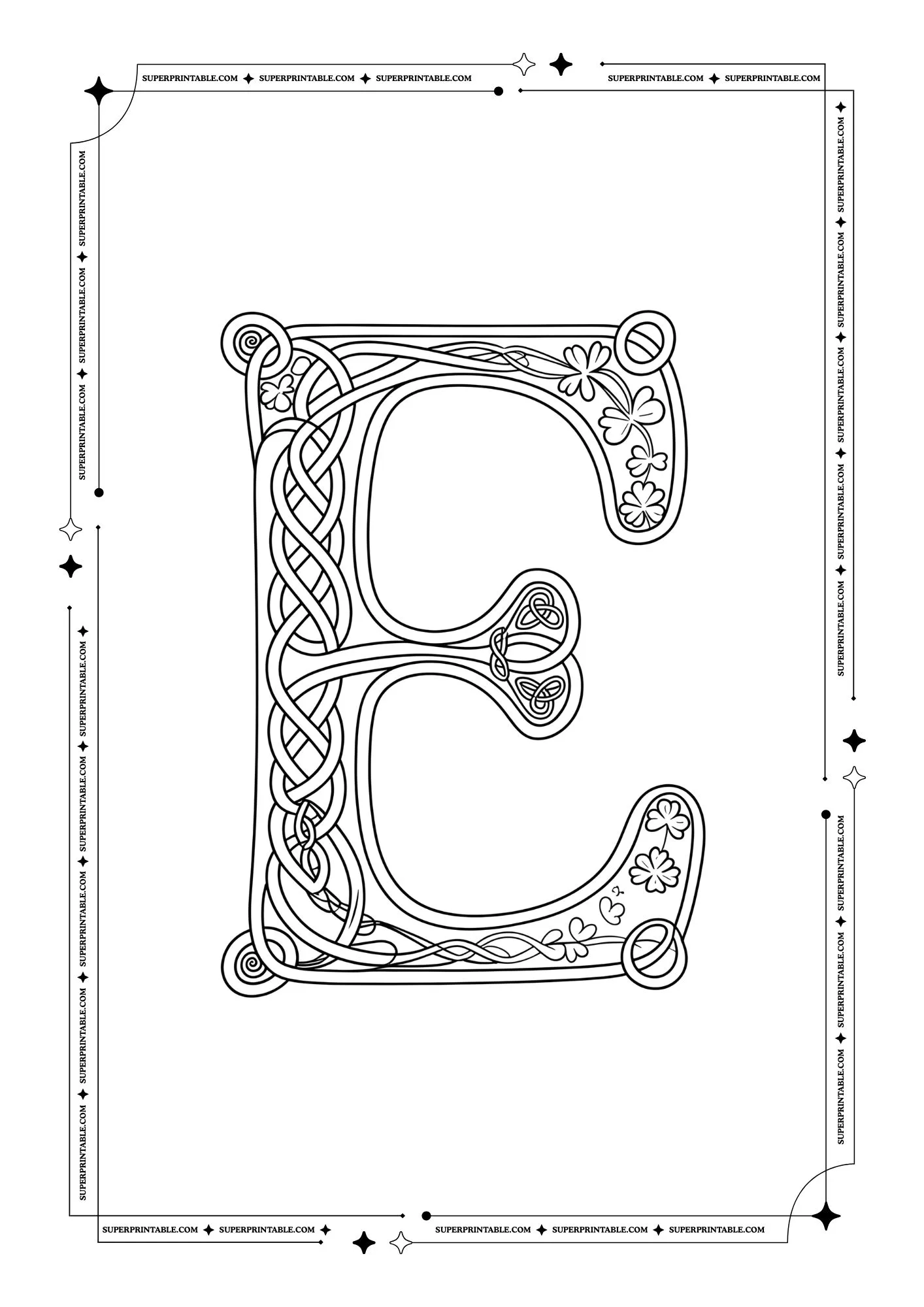 Medieval Vines Alphabet Coloring Pages 5