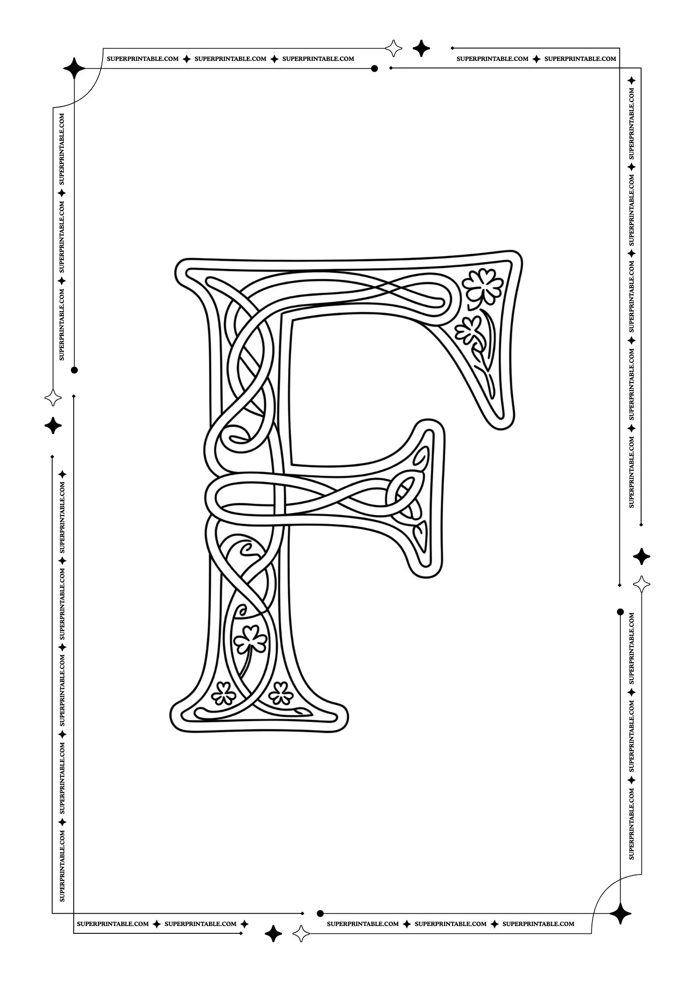 Medieval Vines Alphabet Coloring Pages 6
