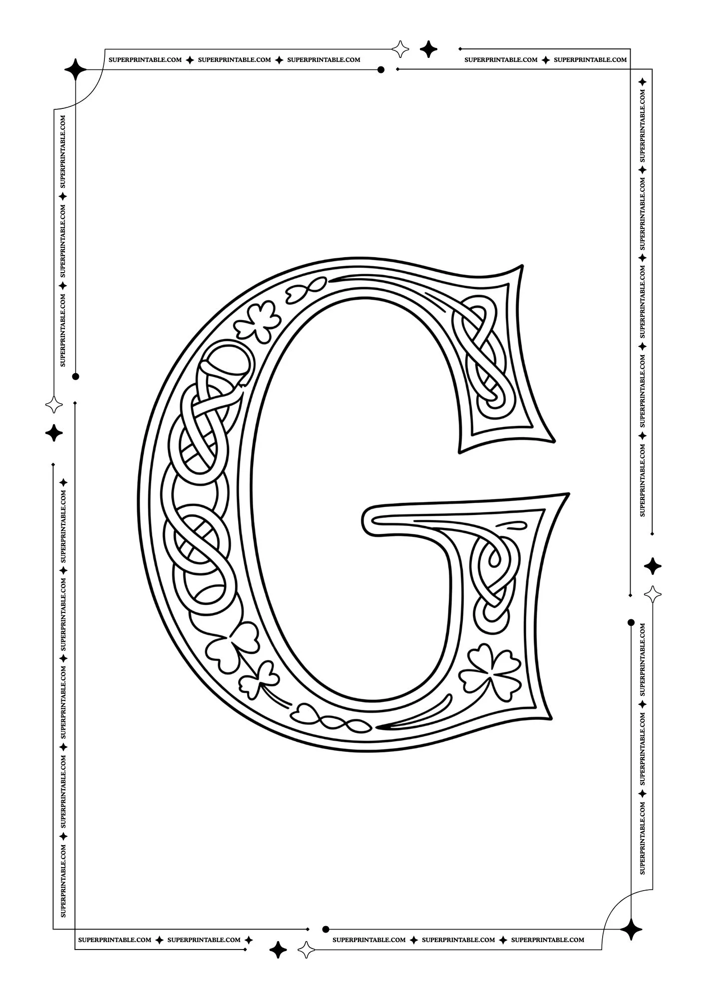 Medieval Vines Alphabet Coloring Pages 7
