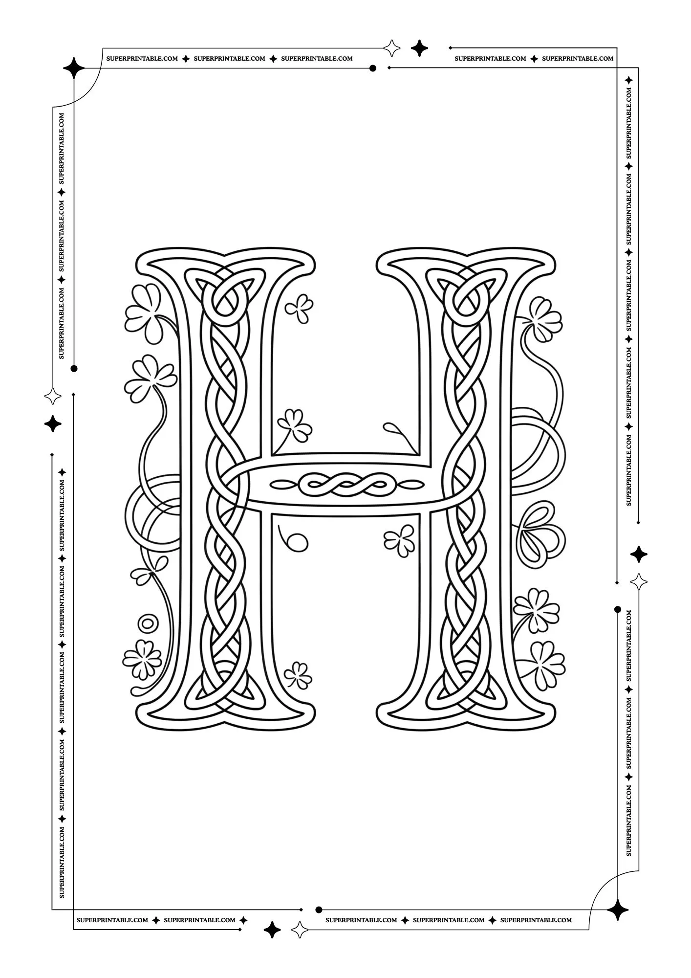 Medieval Vines Alphabet Coloring Pages 8
