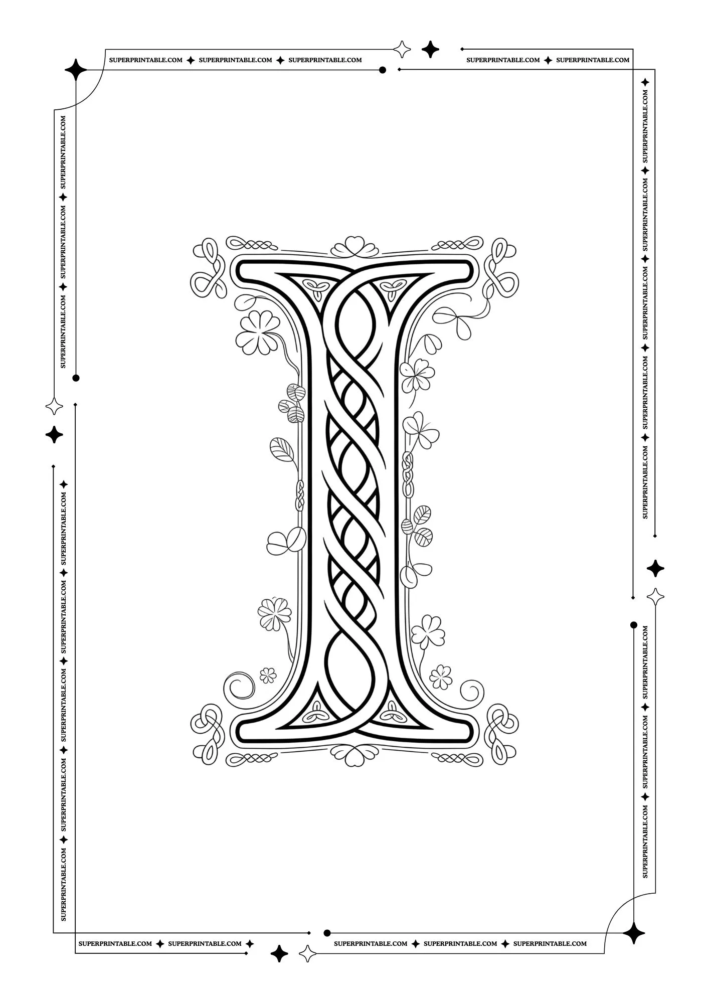 Medieval Vines Alphabet Coloring Pages 9