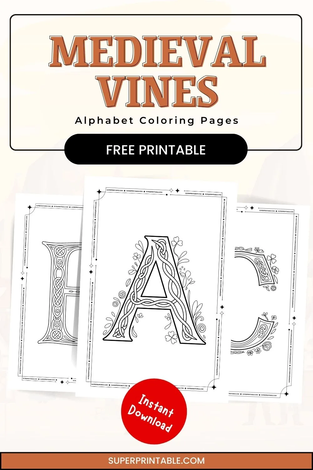 Medieval Vines Alphabet Coloring Pages Pinterest Image