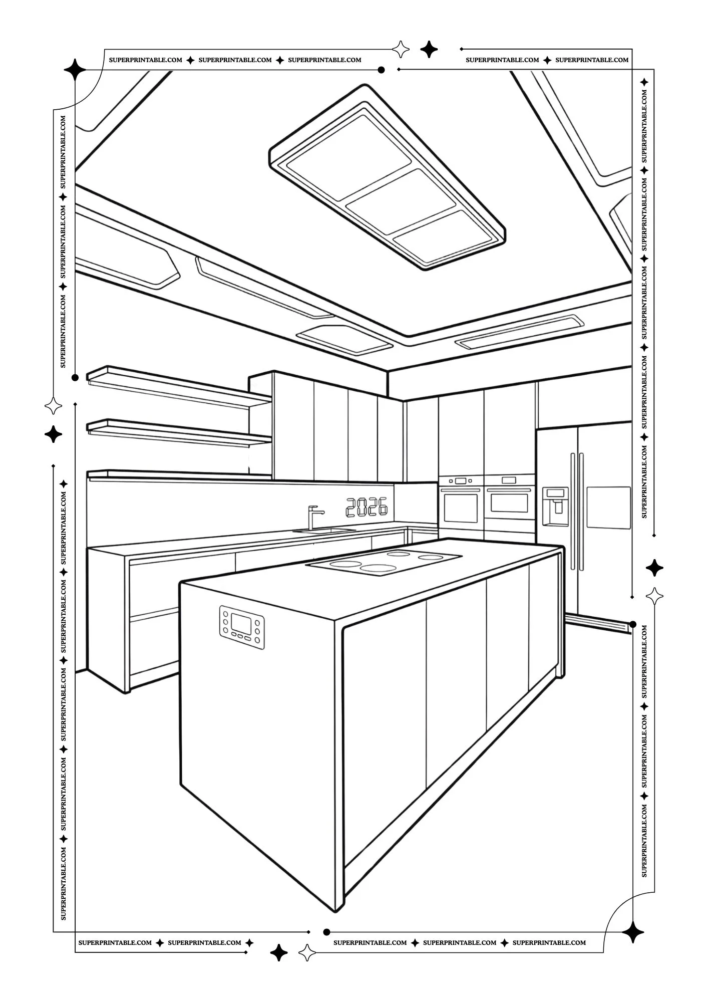 Modern 2026 Kitchen Coloring Pages 2