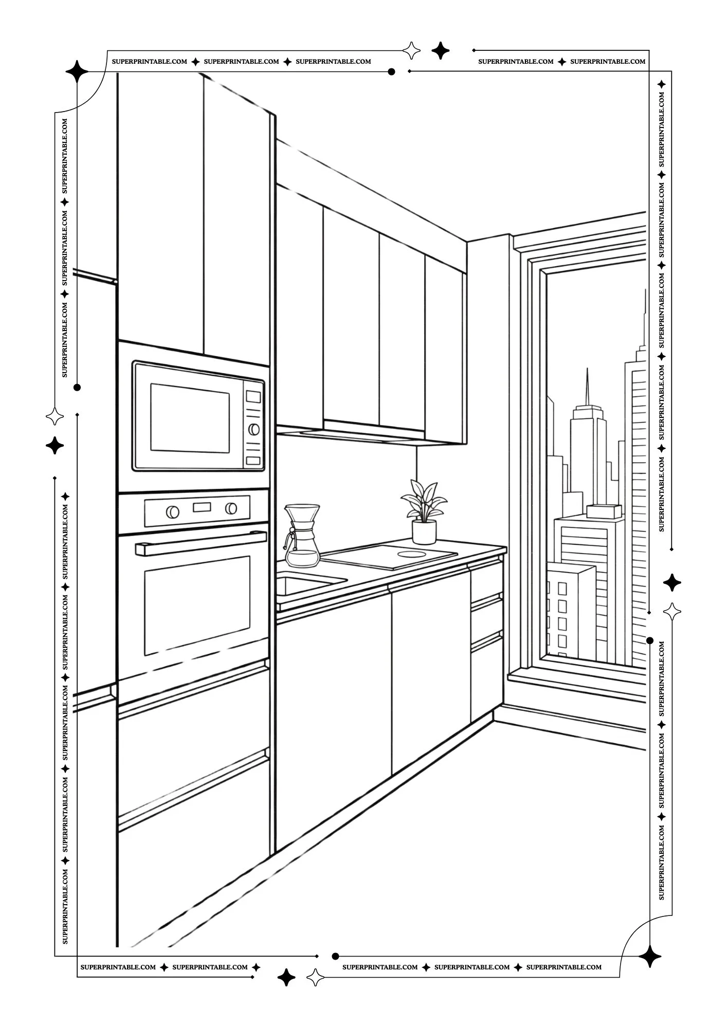 Modern 2026 Kitchen Coloring Pages 3