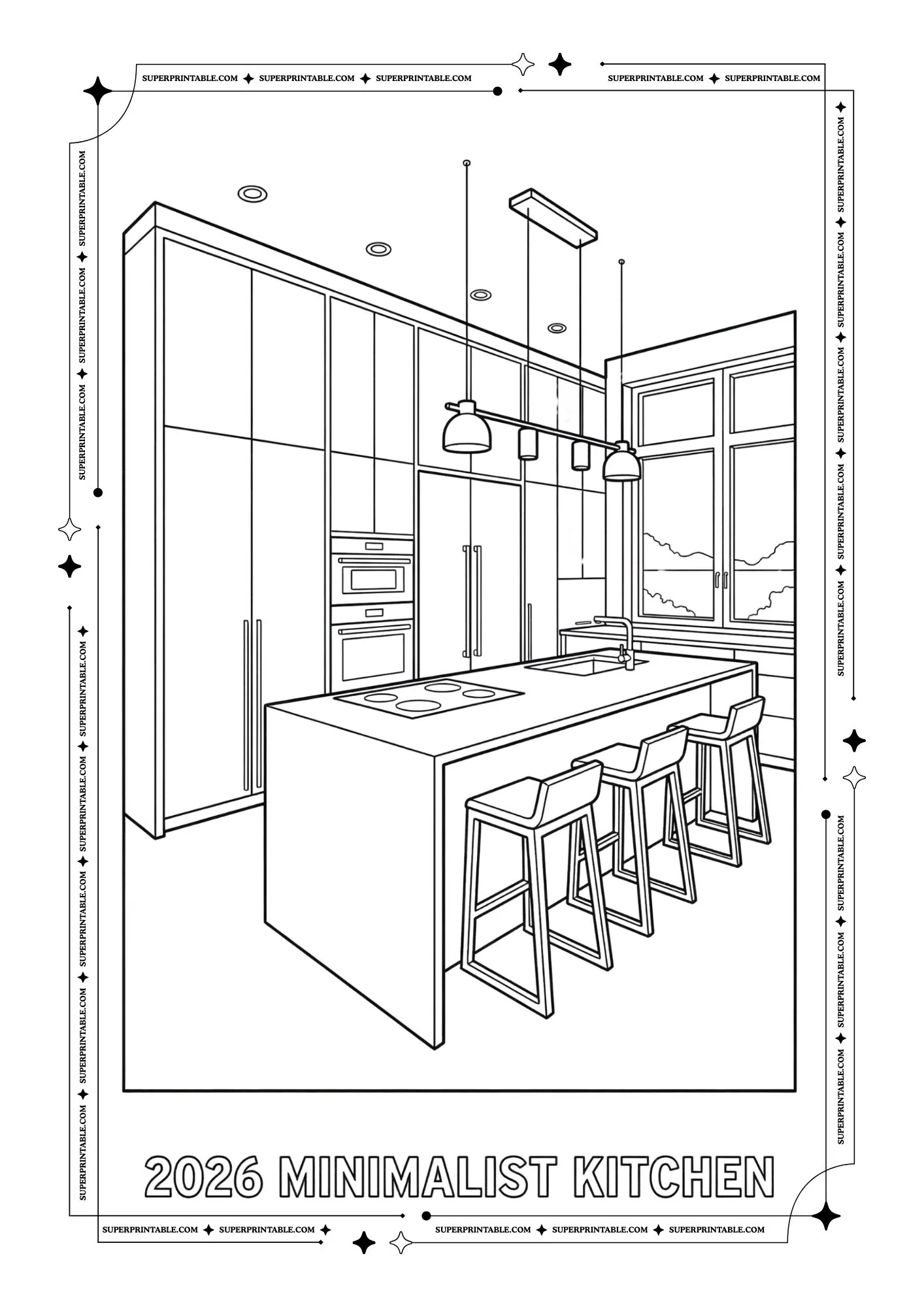 Modern 2026 Kitchen Coloring Pages 5