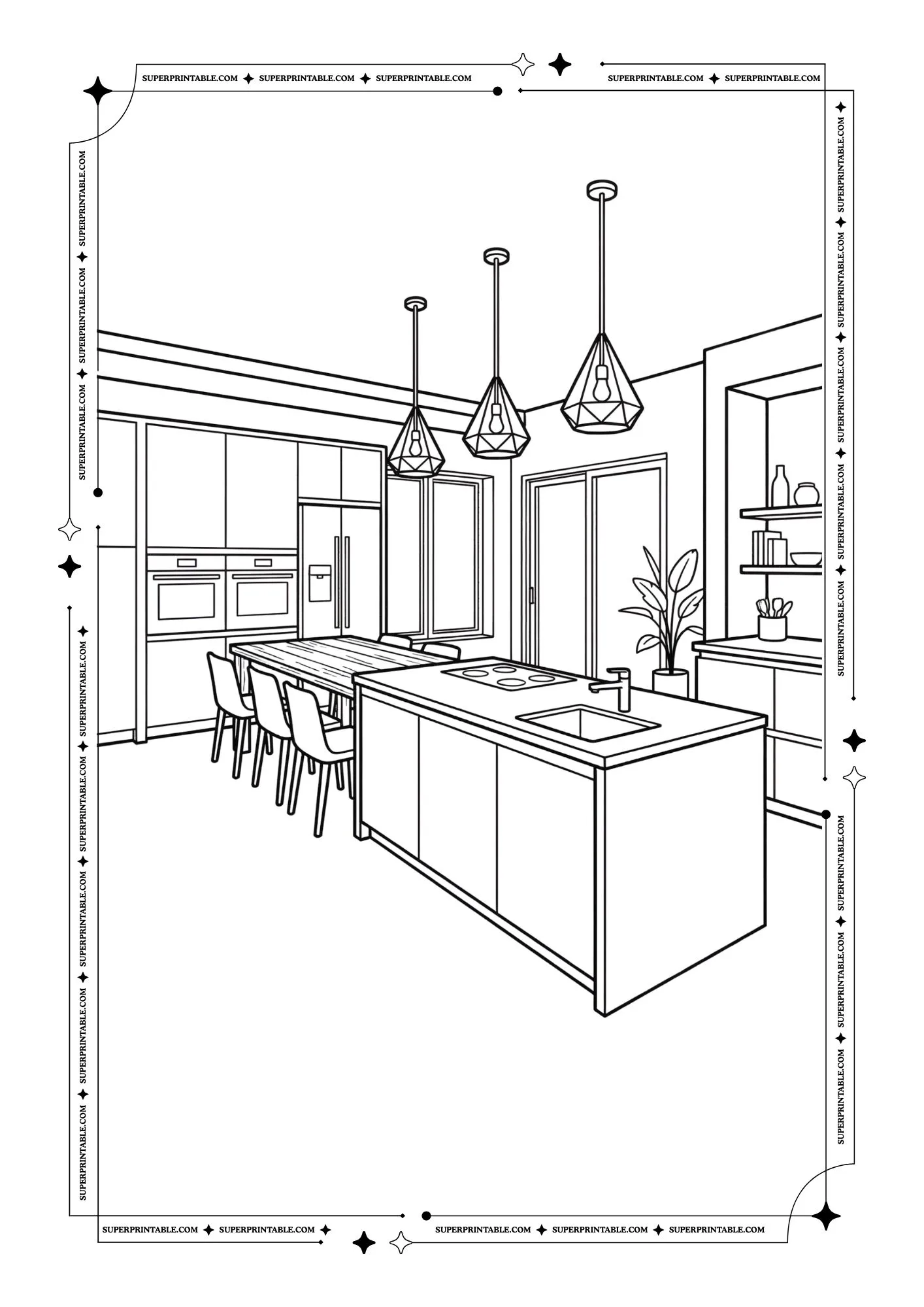Modern 2026 Kitchen Coloring Pages 6