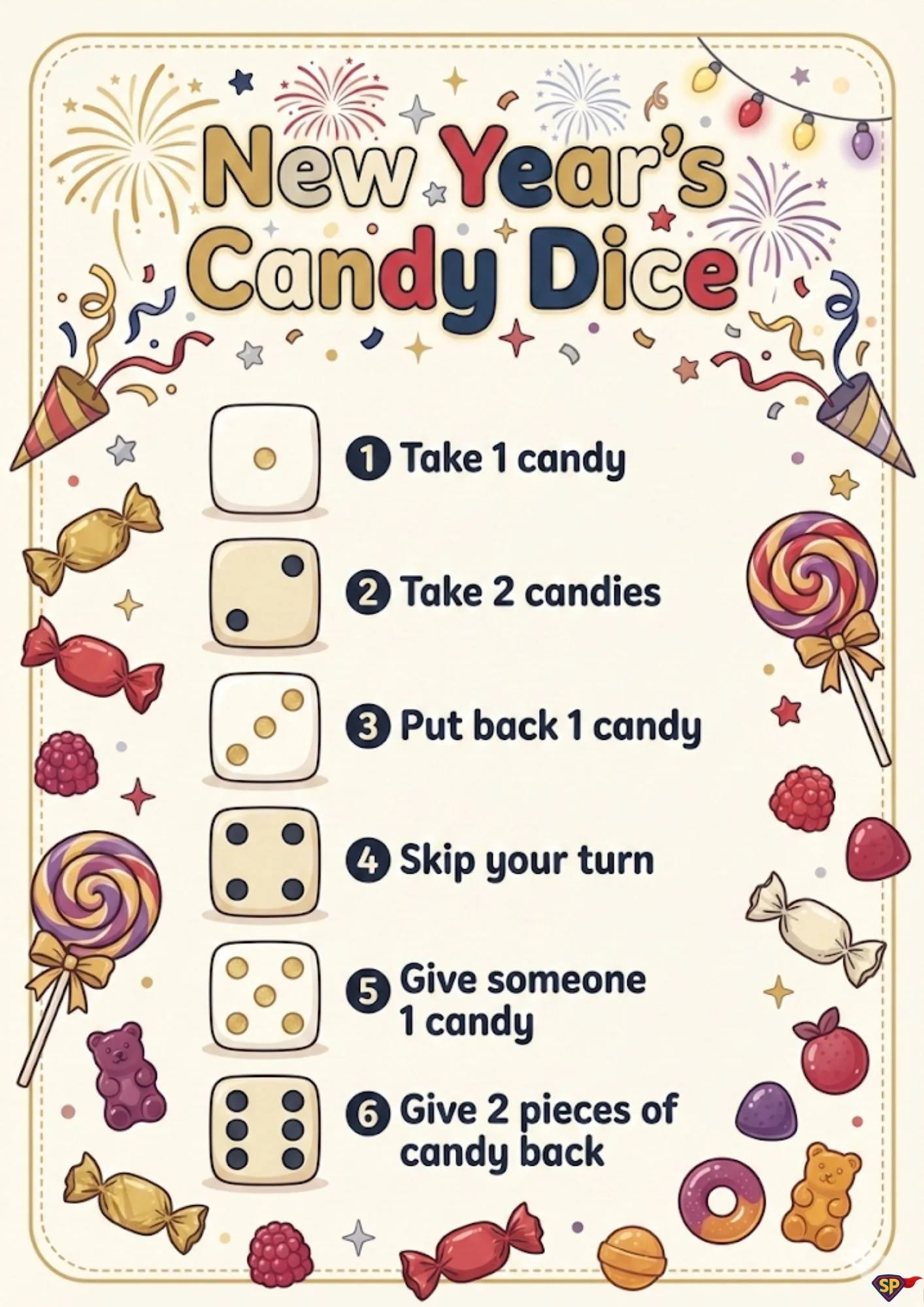 New Years Candy Dice Game 1