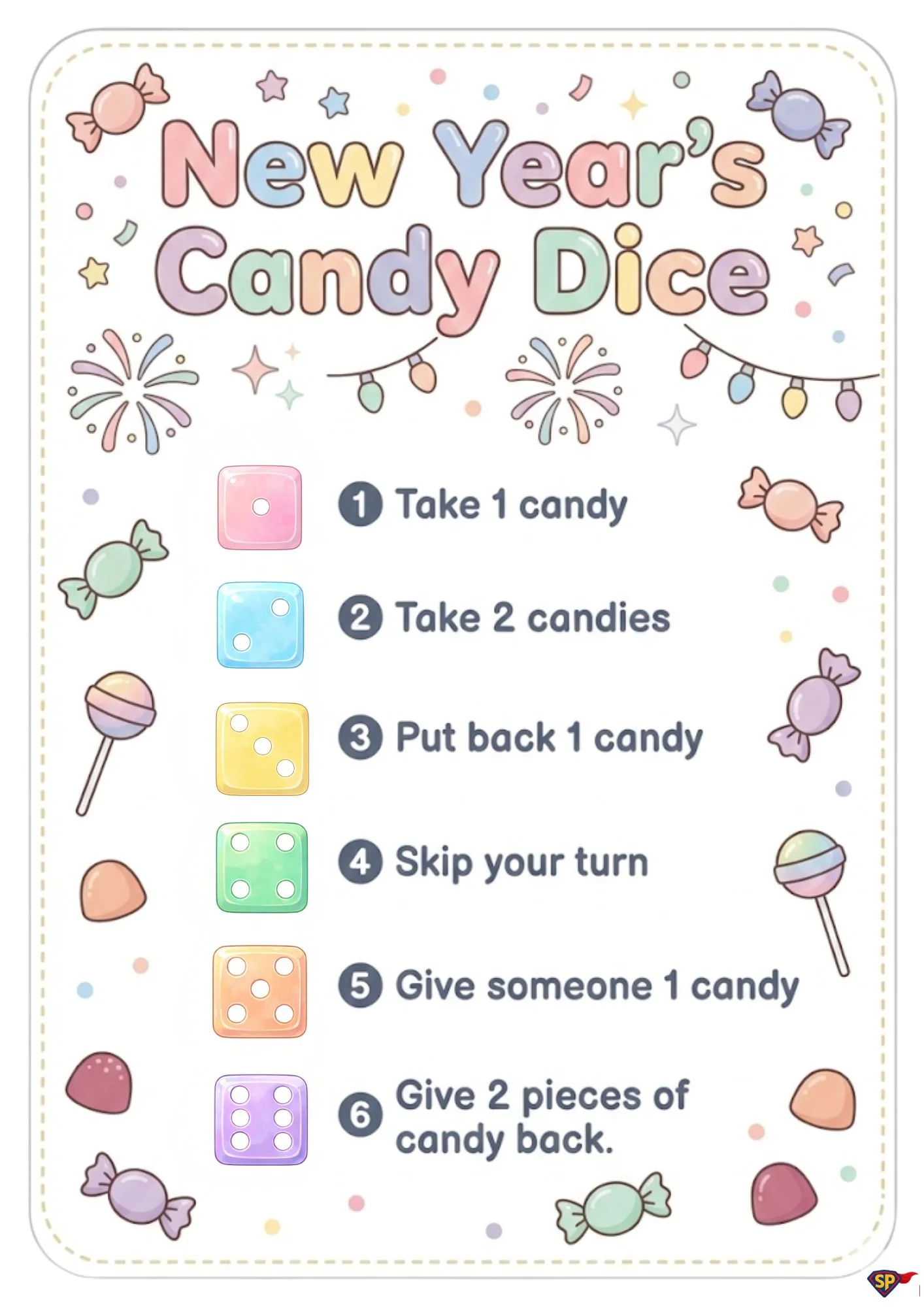 New Years Candy Dice Game 2