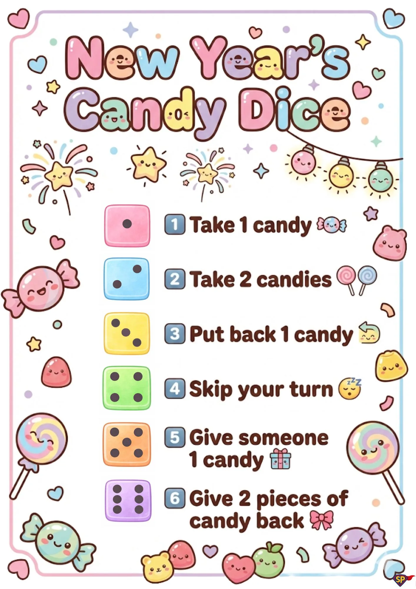 New Years Candy Dice Game 3