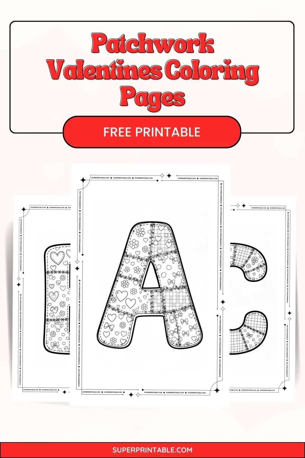 Patchwork Valentines Coloring Pages Pinterest Image