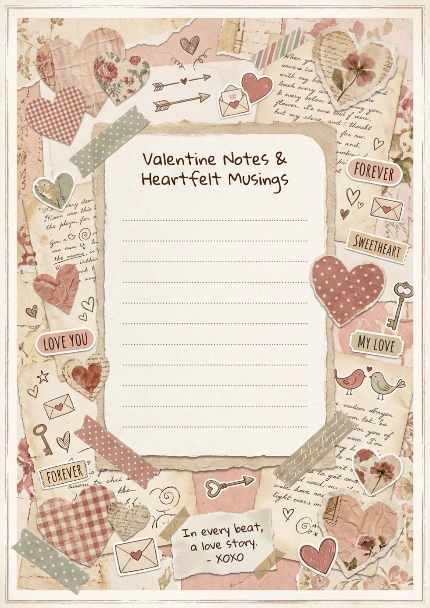 Printable Valentine Memo Pages for Scrapbooking 14