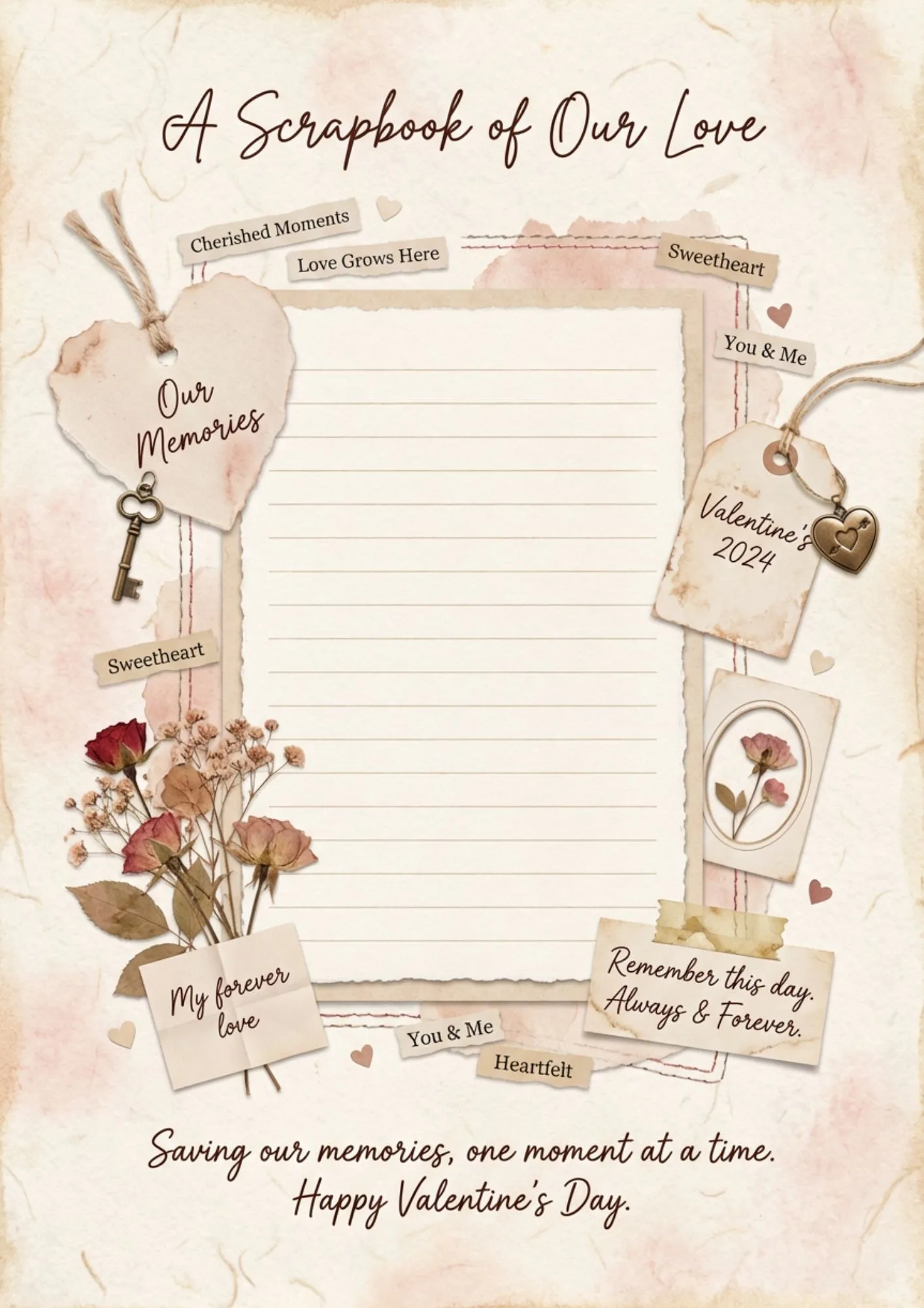 Printable Valentine Memo Pages for Scrapbooking 2