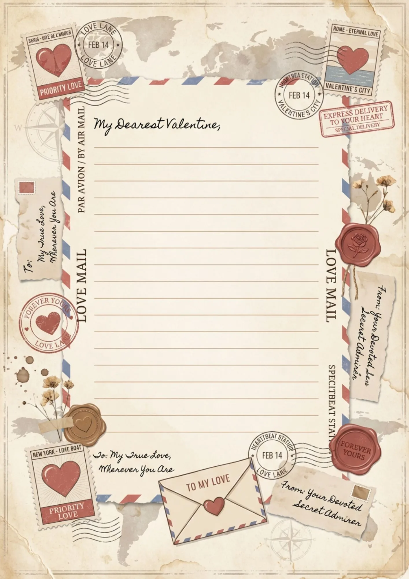Printable Valentine Memo Pages for Scrapbooking 4