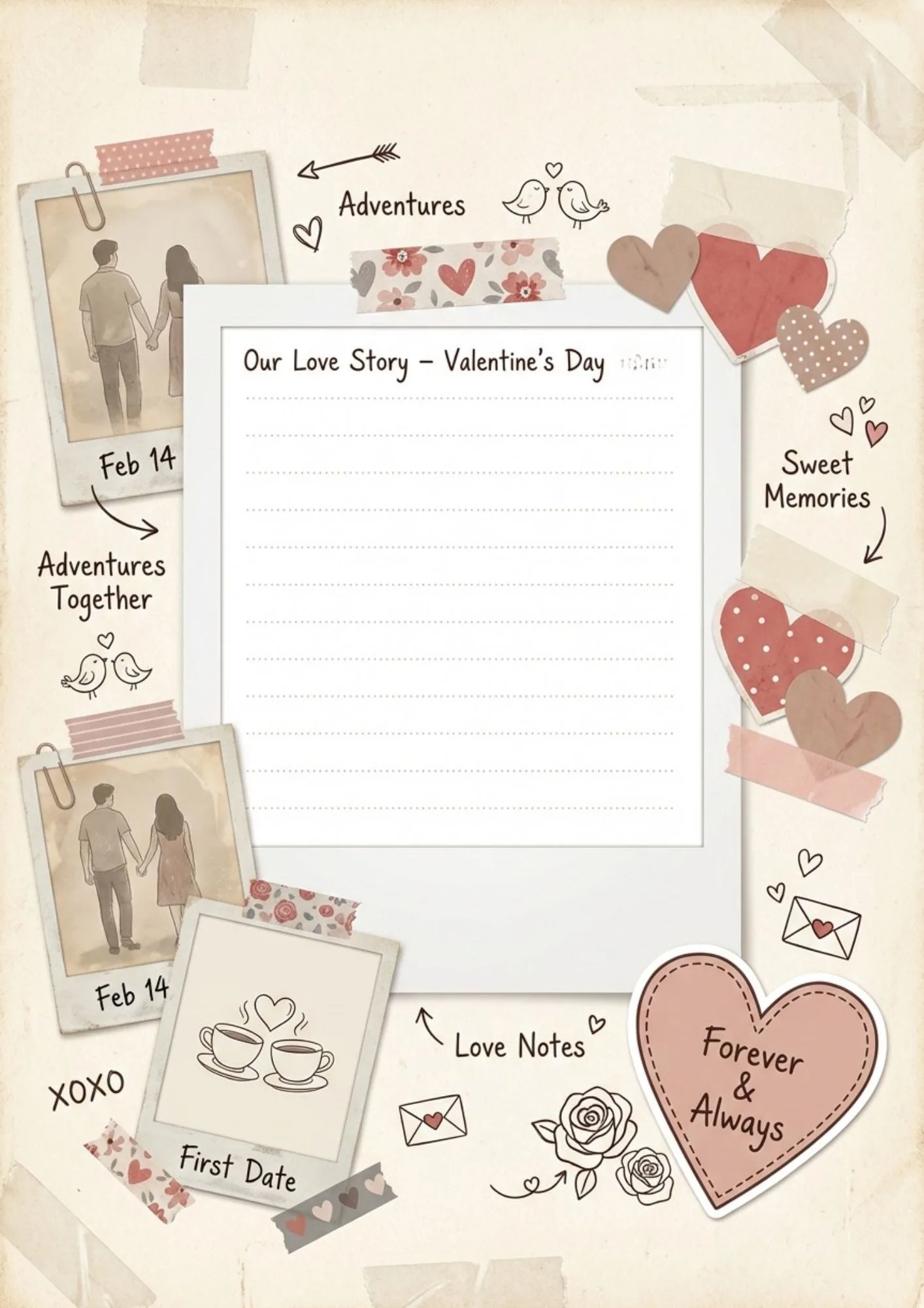Printable Valentine Memo Pages for Scrapbooking 5