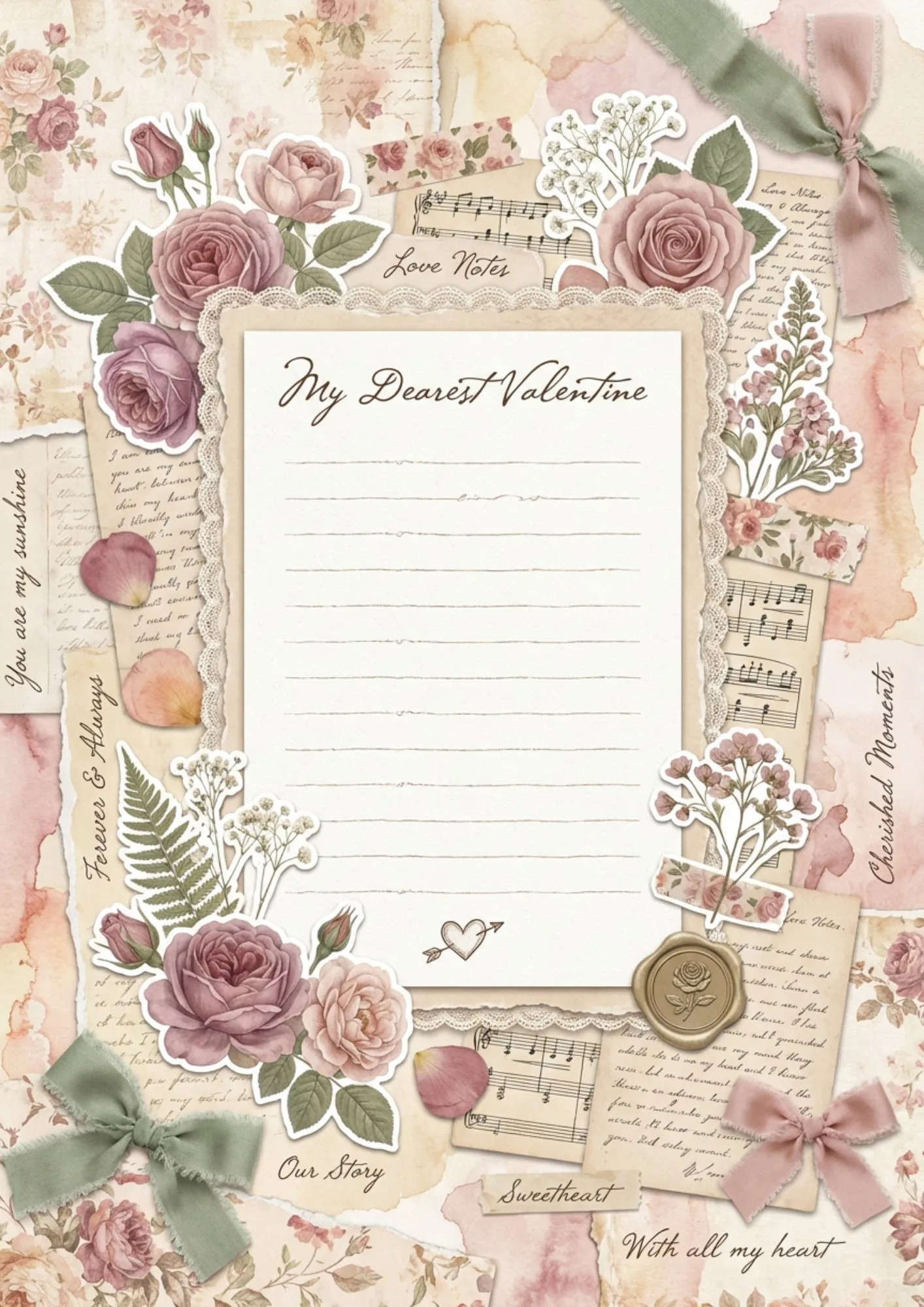 Printable Valentine Memo Pages for Scrapbooking 8