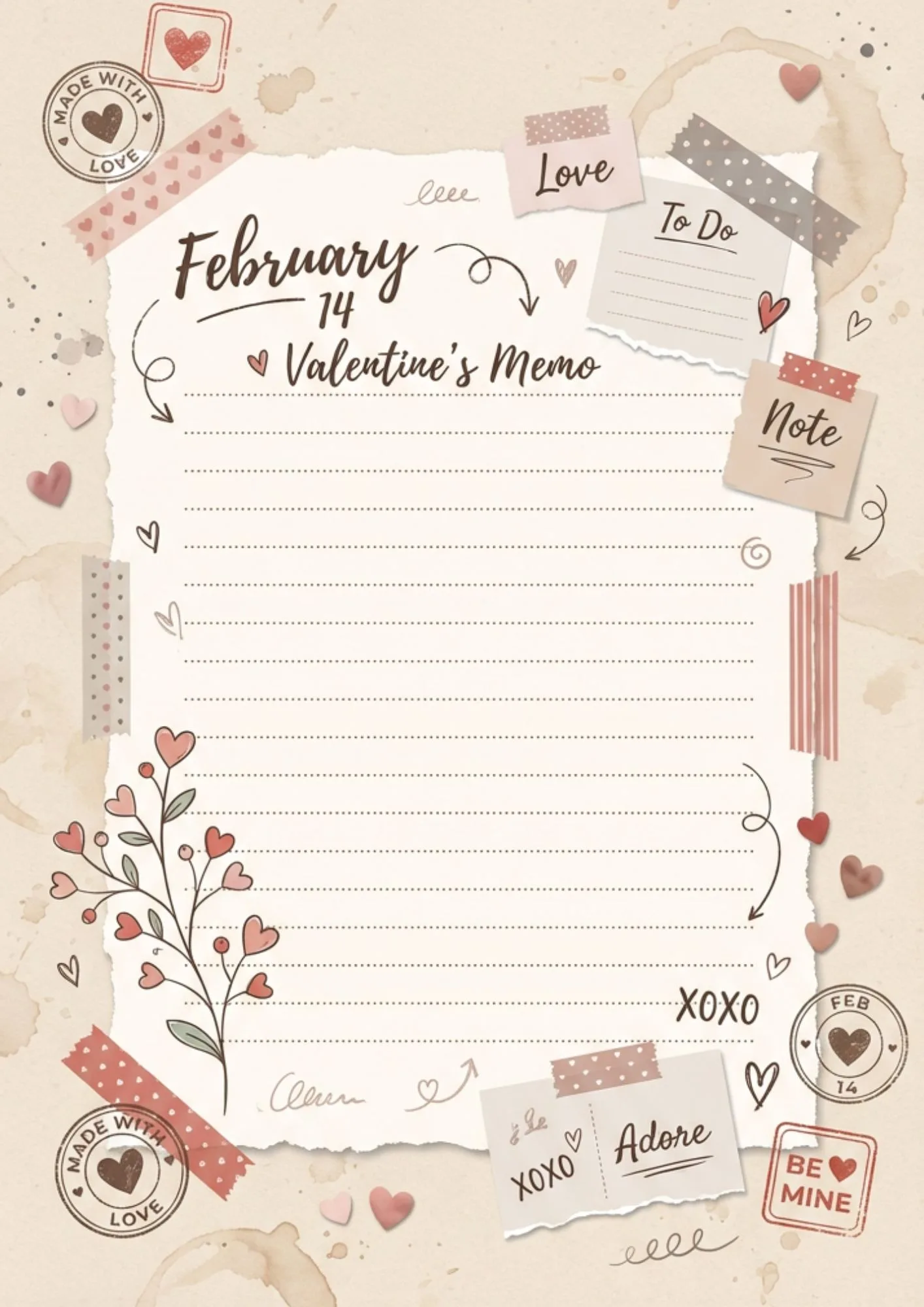 Printable Valentine Memo Pages for Scrapbooking 9