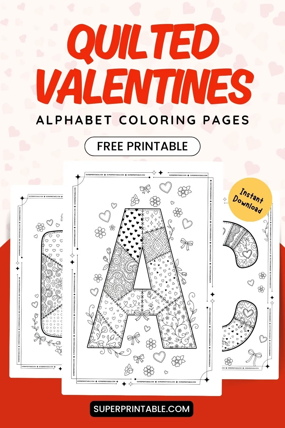 Quilted Valentines Alphabet Coloring Pages Pinterest Image