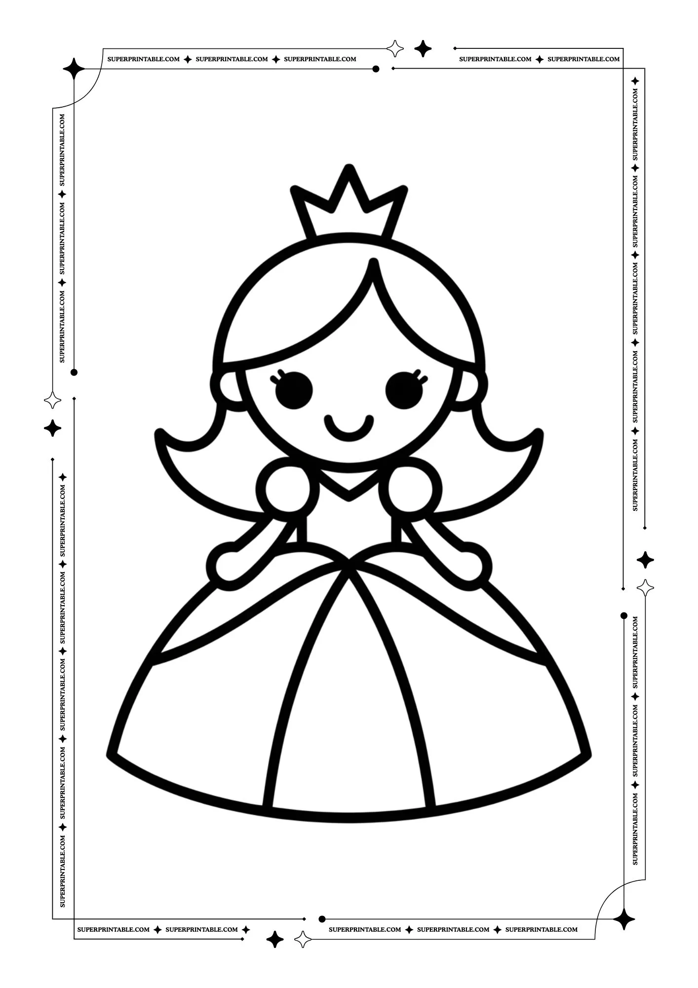 Simple Princess Coloring Pages For Kids 1