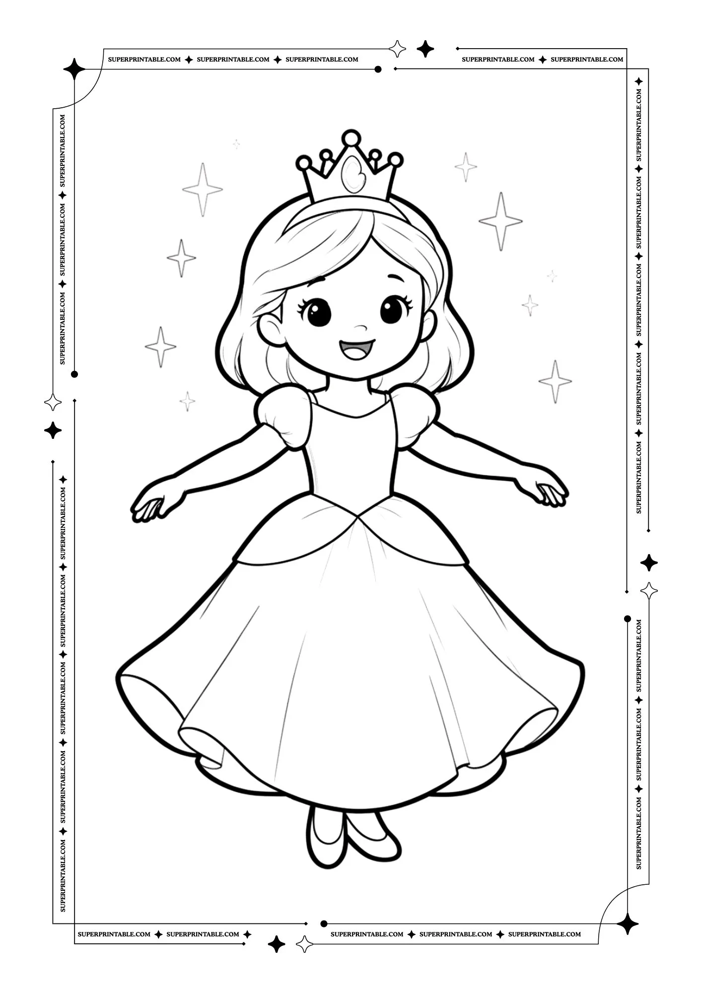 Simple Princess Coloring Pages For Kids 3