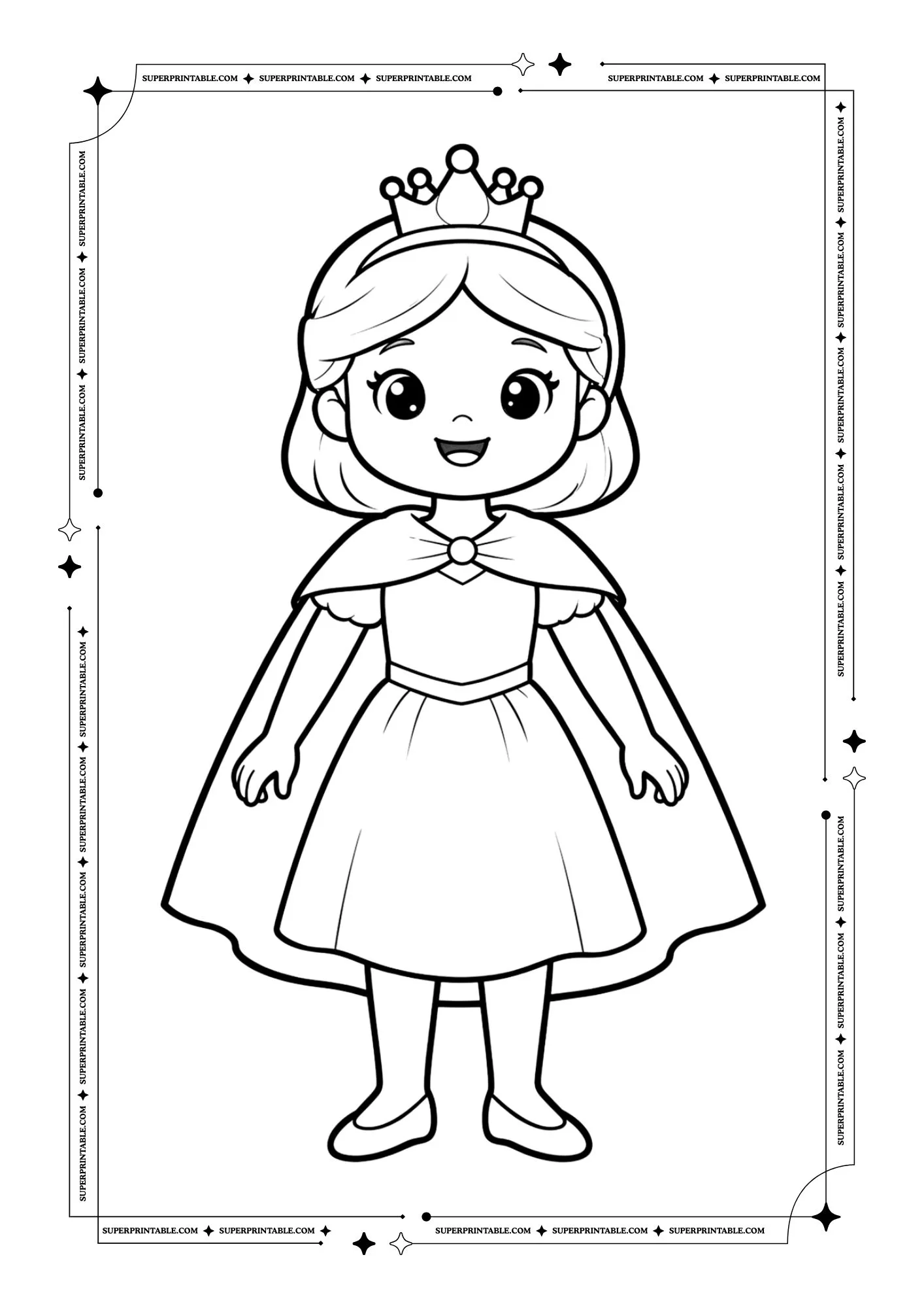 Simple Princess Coloring Pages For Kids 6