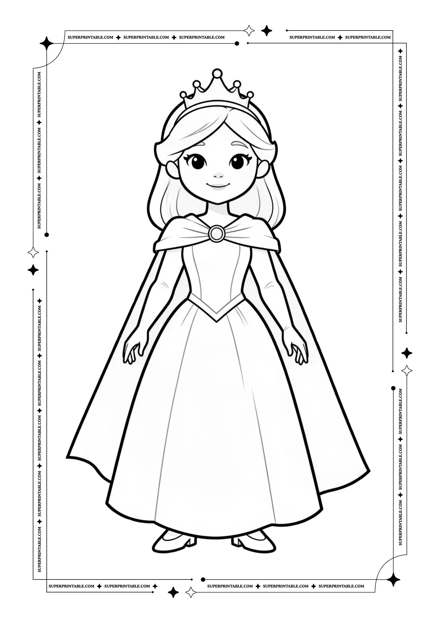 Simple Princess Coloring Pages For Kids 8