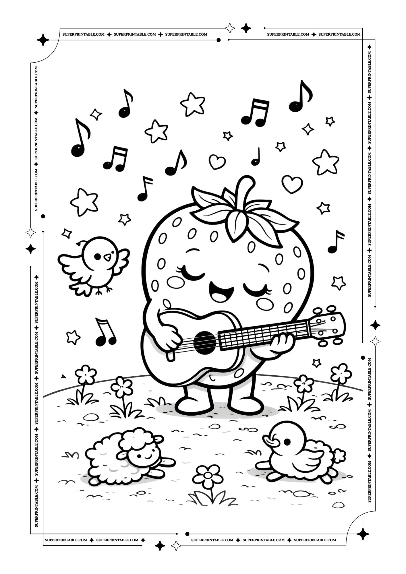Cute Strawberry Coloring Pages 10