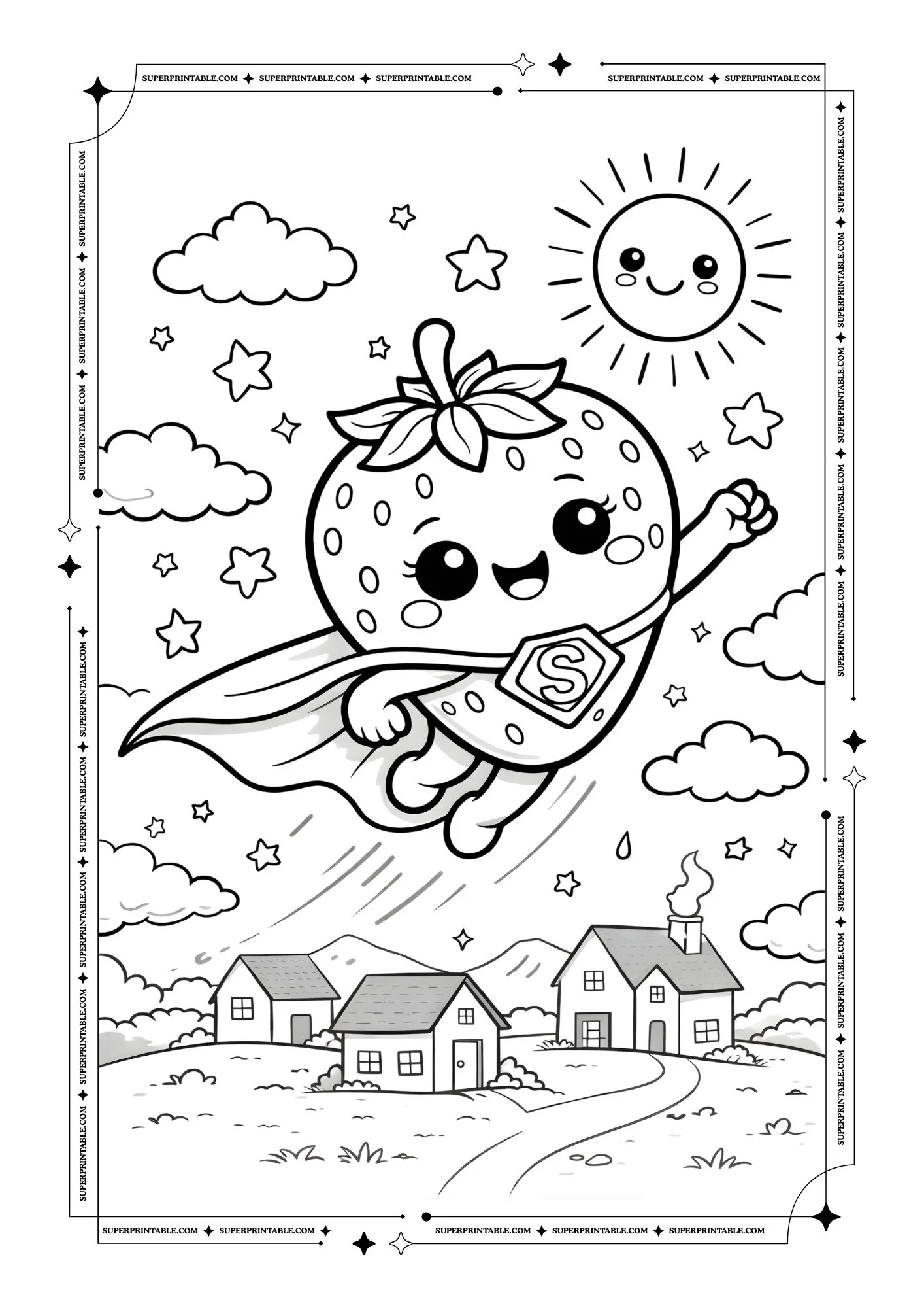 Cute Strawberry Coloring Pages 11