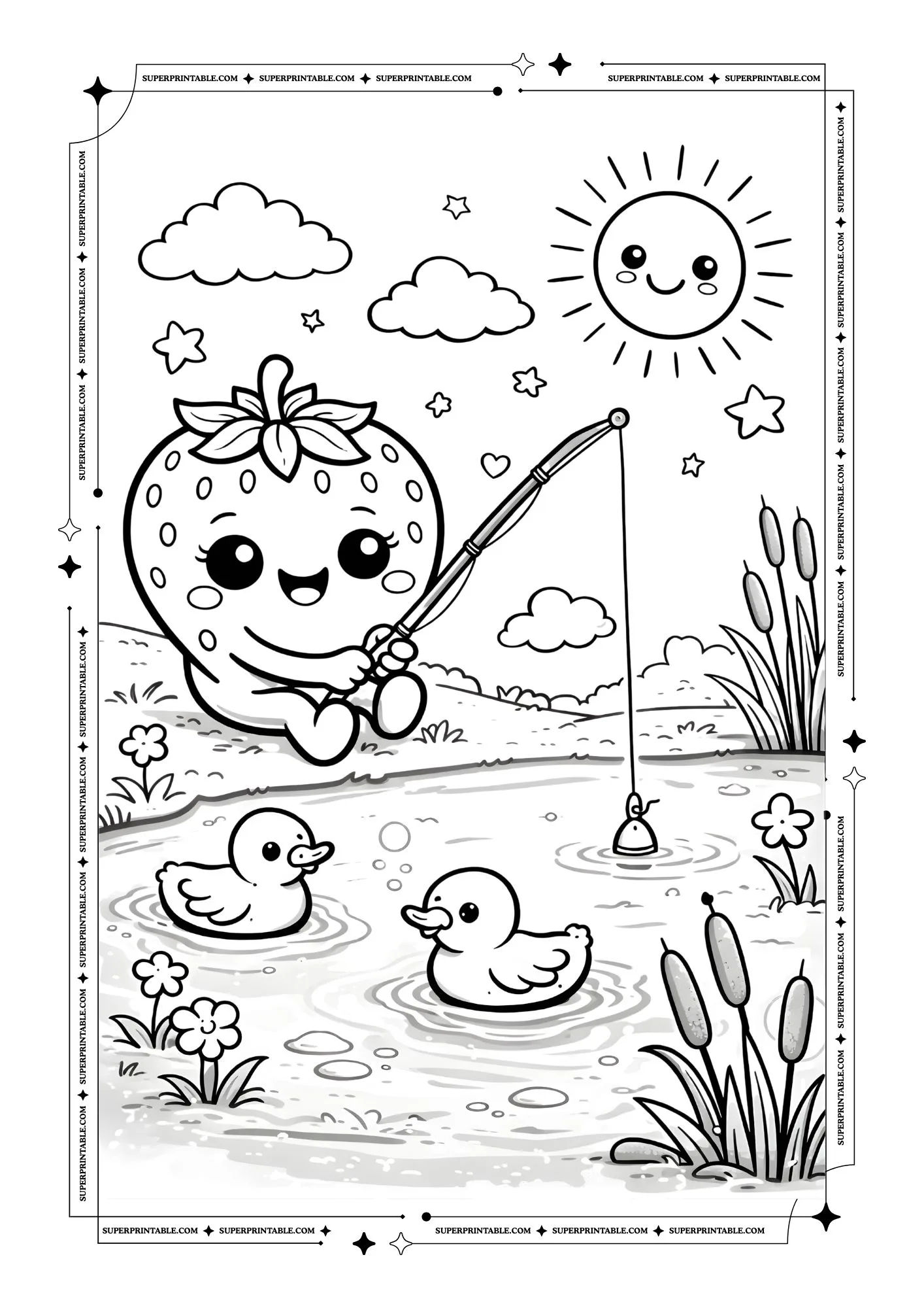 Cute Strawberry Coloring Pages 12
