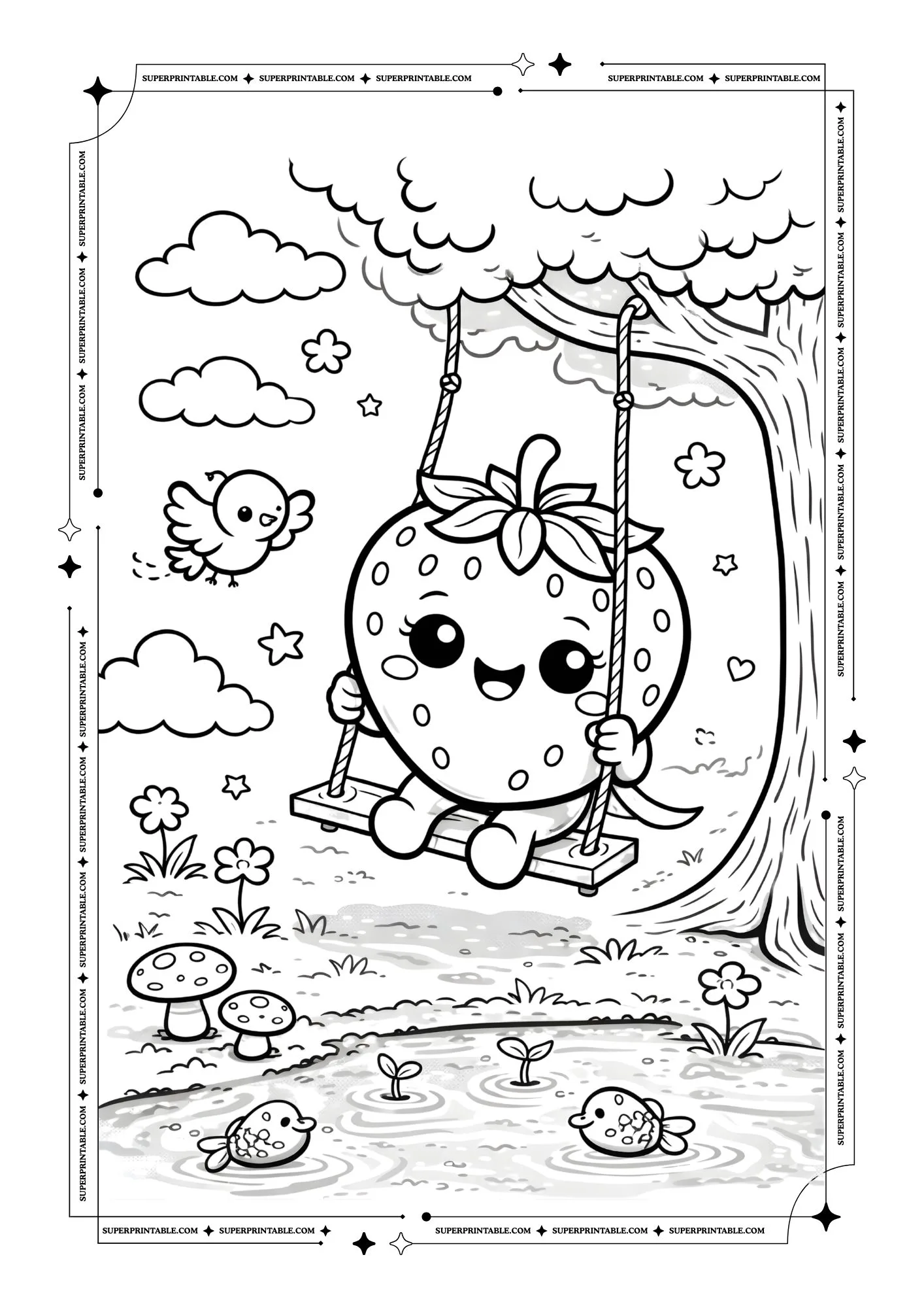 Cute Strawberry Coloring Pages 14
