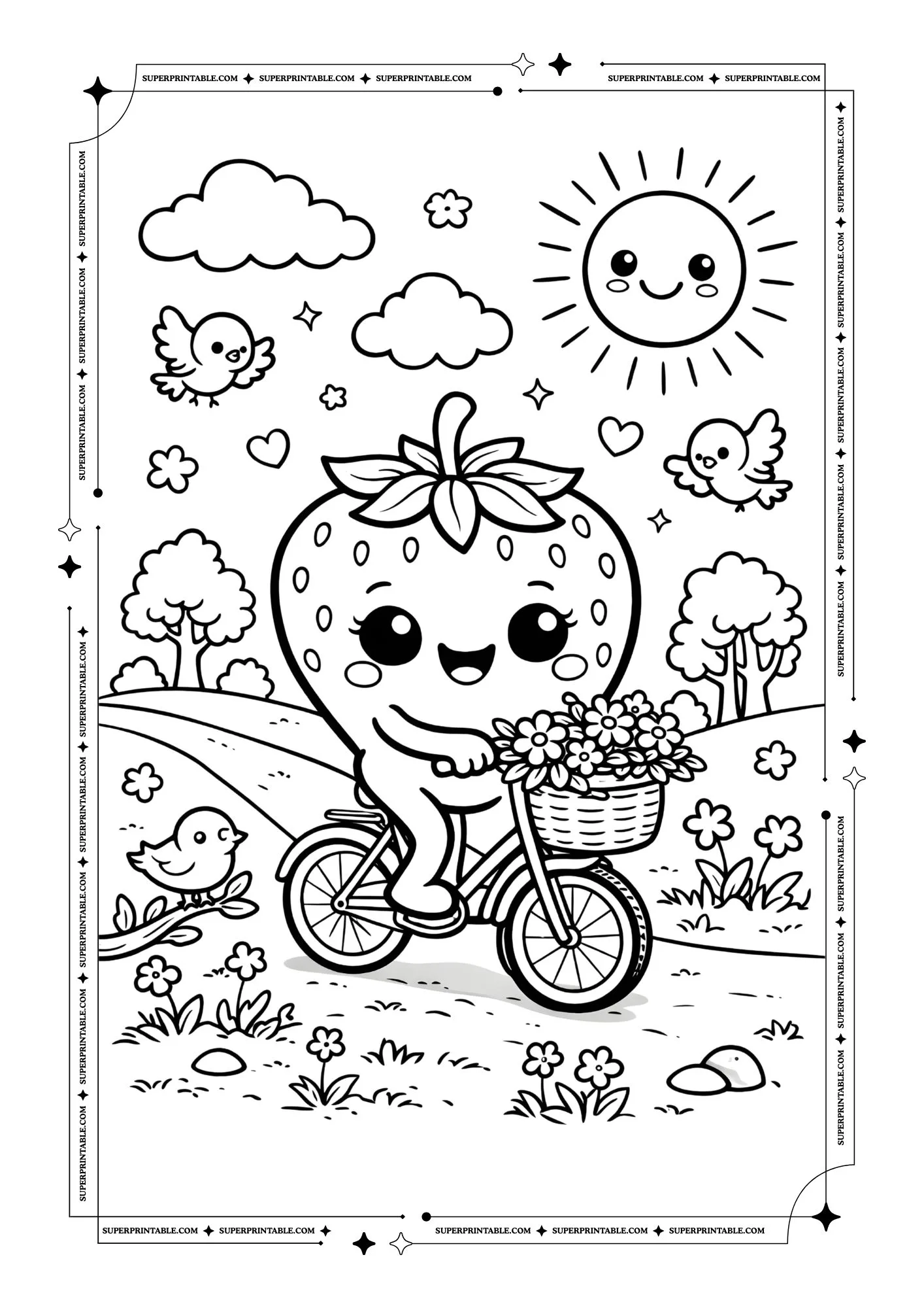 Cute Strawberry Coloring Pages 4
