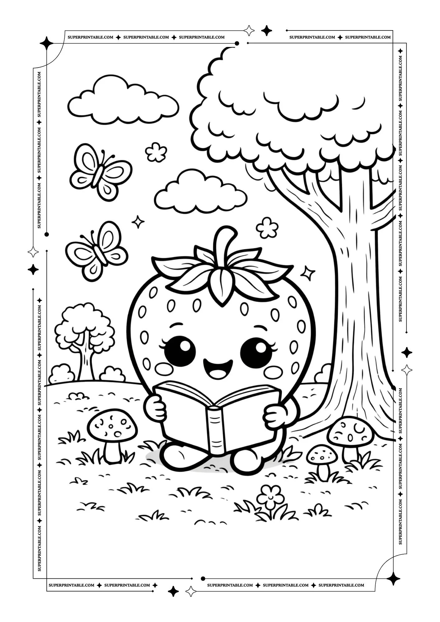 Cute Strawberry Coloring Pages 5