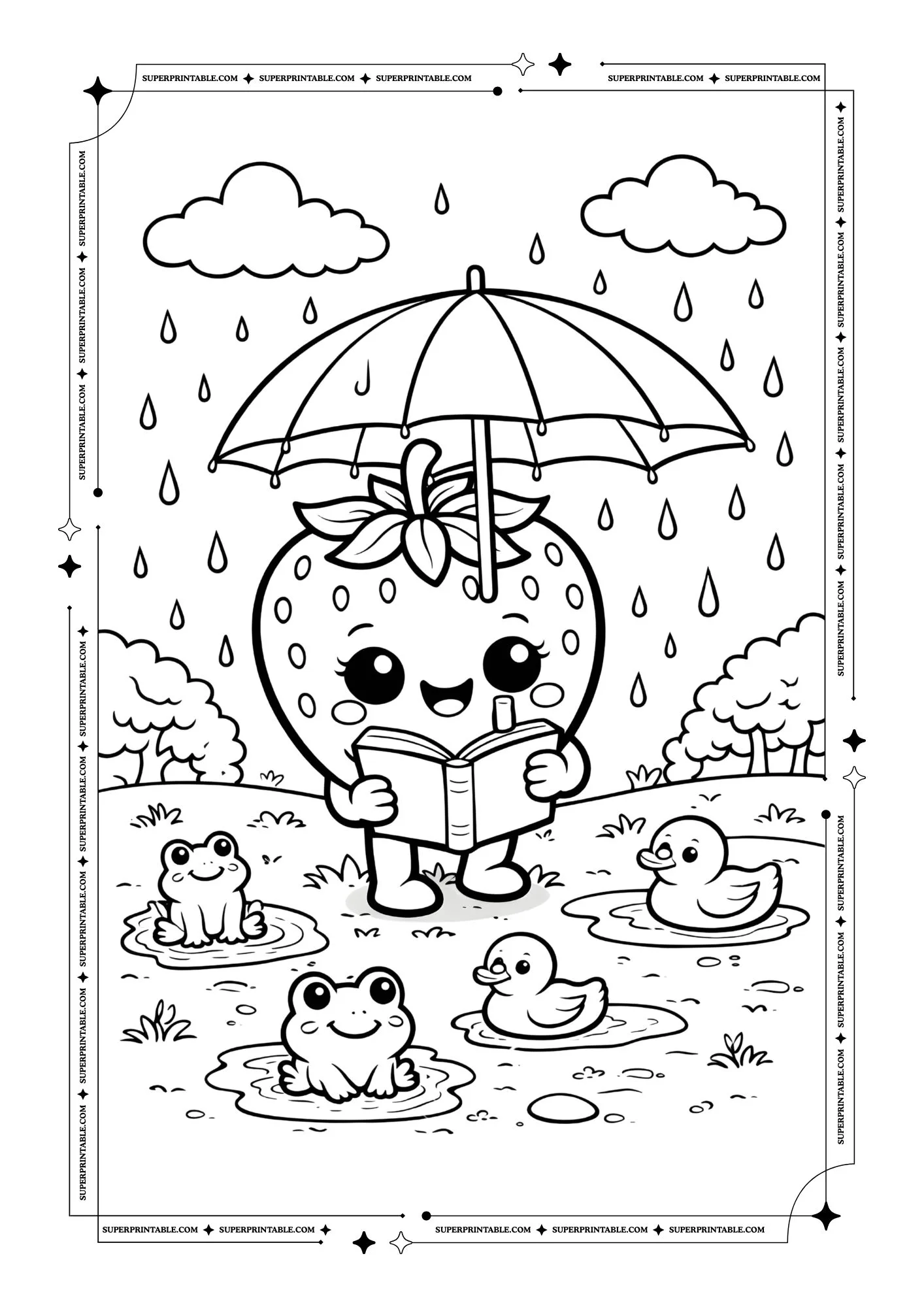 Cute Strawberry Coloring Pages 6