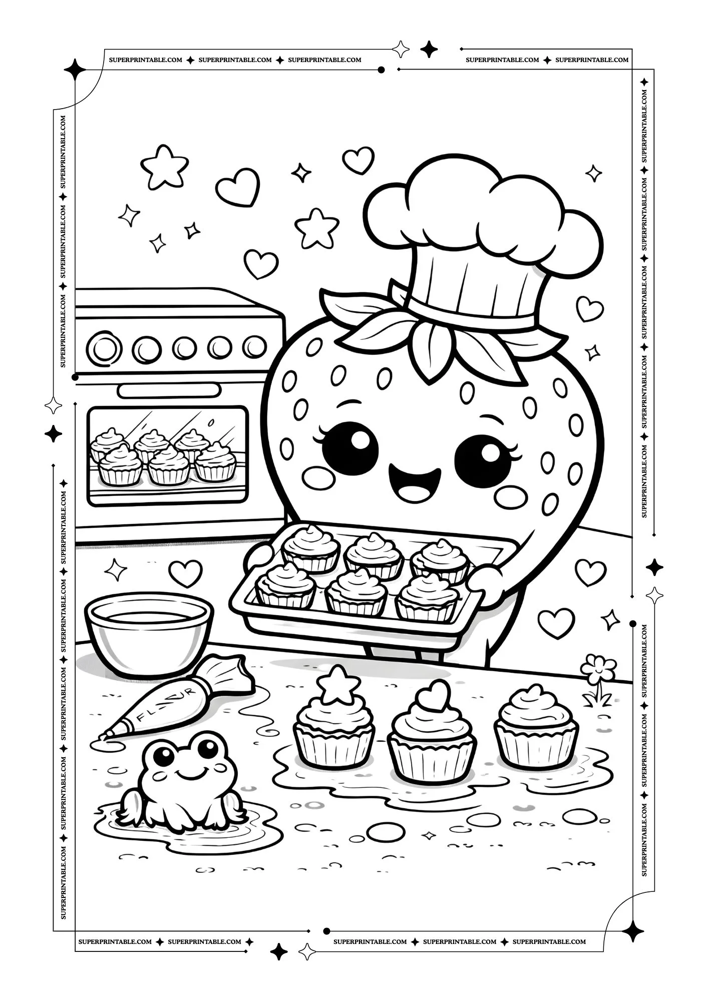 Cute Strawberry Coloring Pages 7