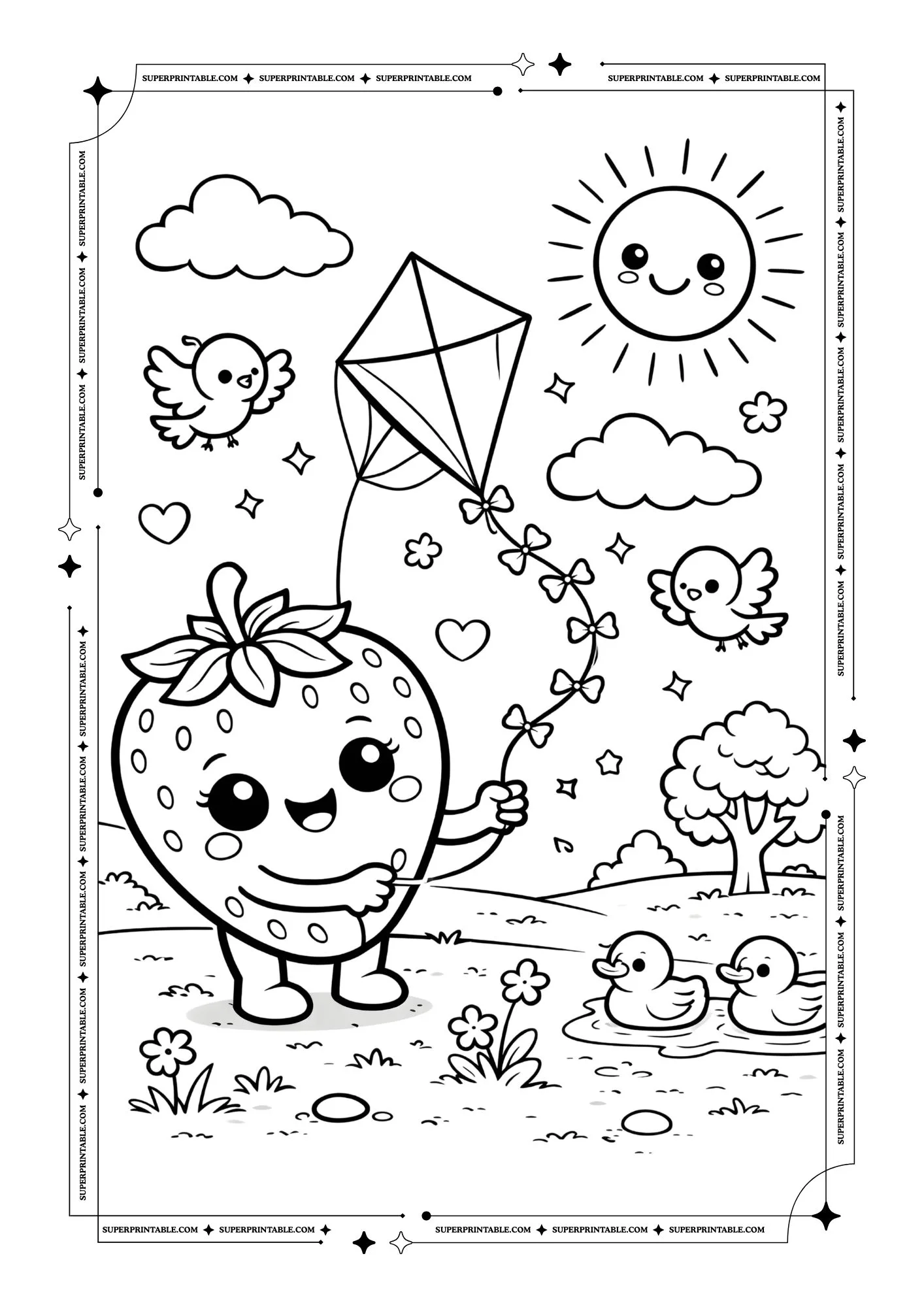 Cute Strawberry Coloring Pages 8