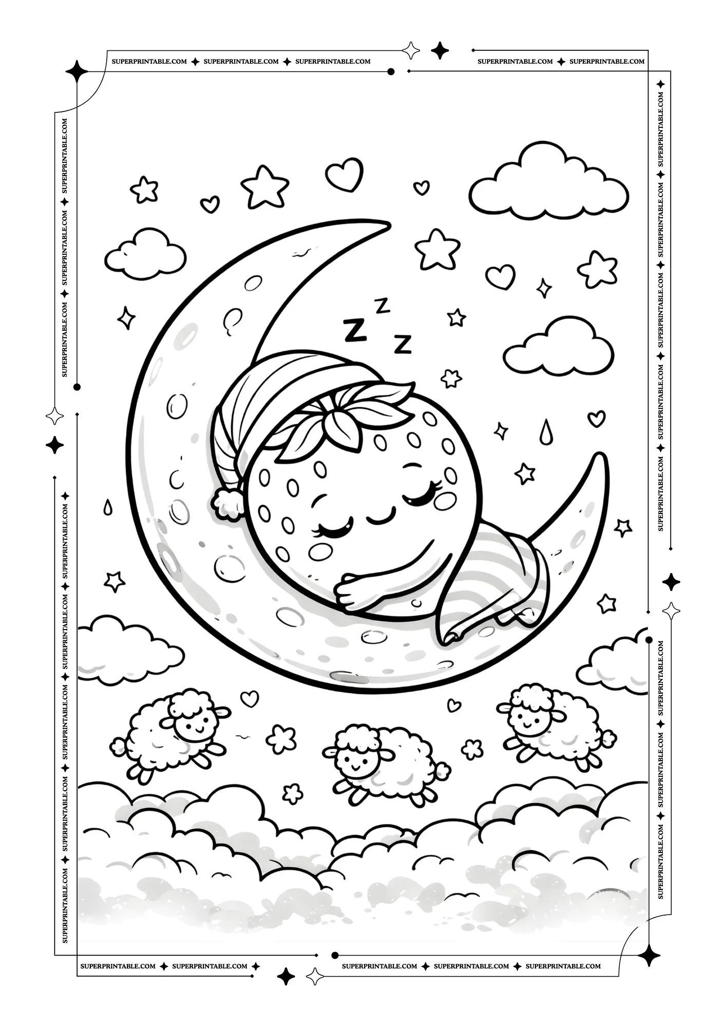 Cute Strawberry Coloring Pages 9
