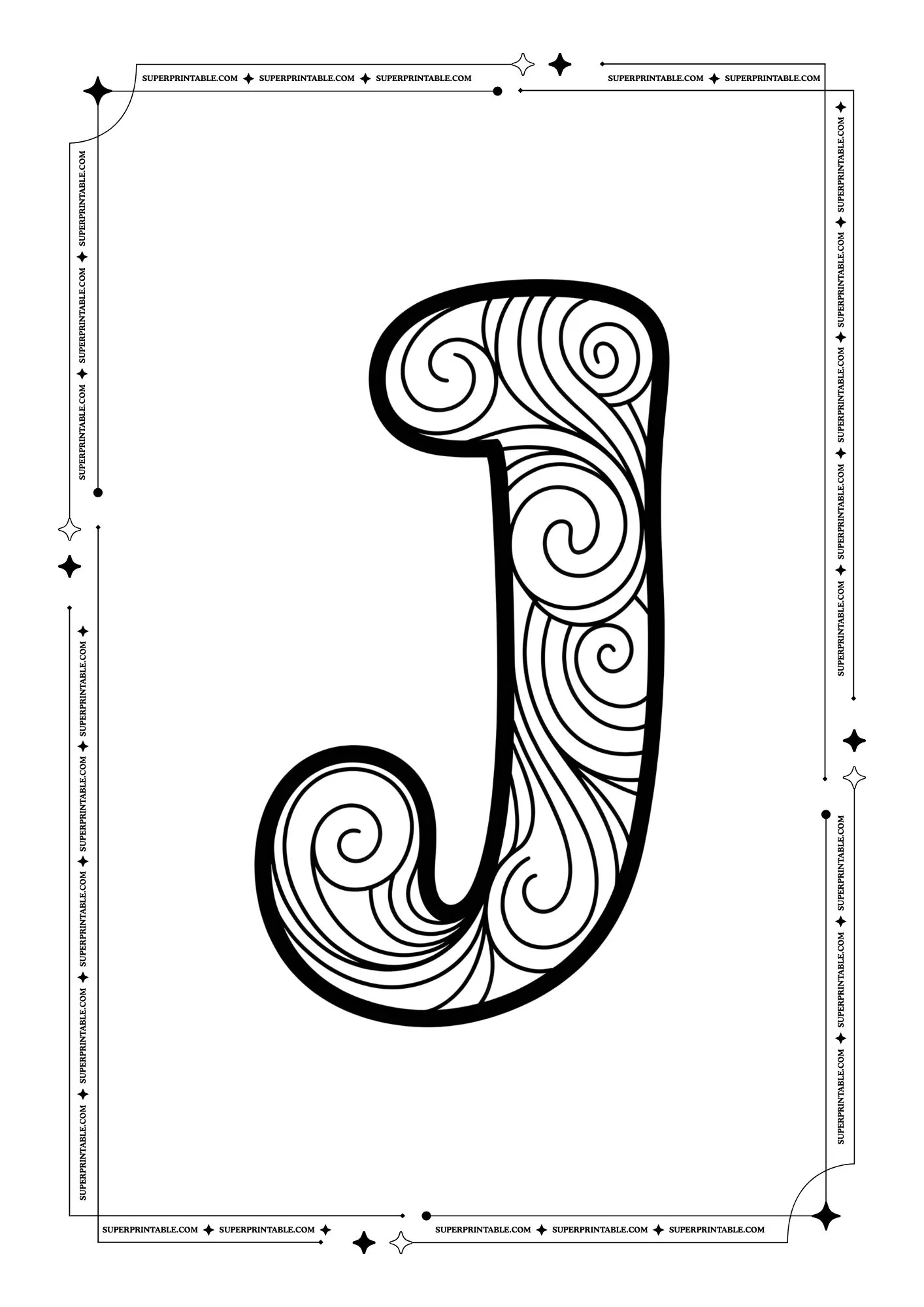 Swirls Alphabet Coloring Pages 10