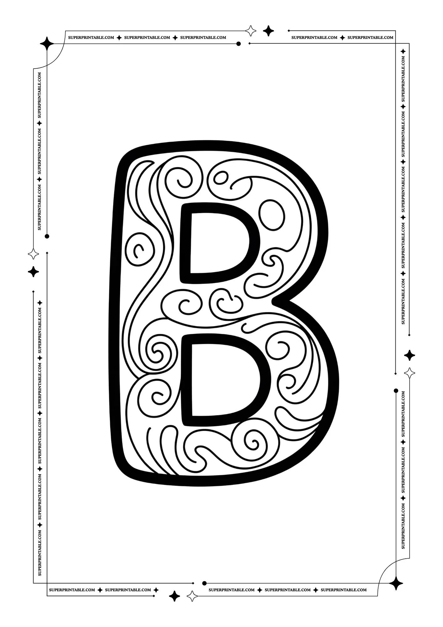 Swirls Alphabet Coloring Pages 2