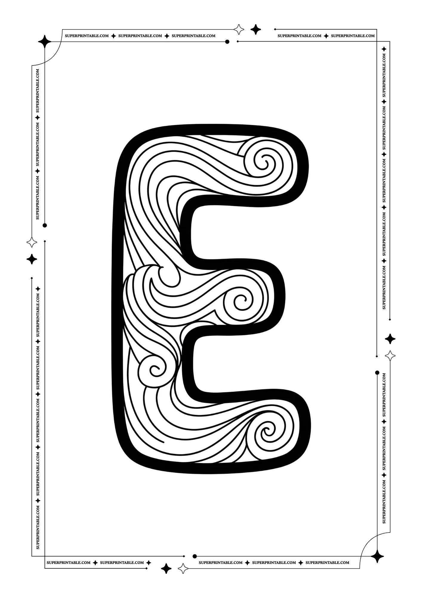 Swirls Alphabet Coloring Pages 5