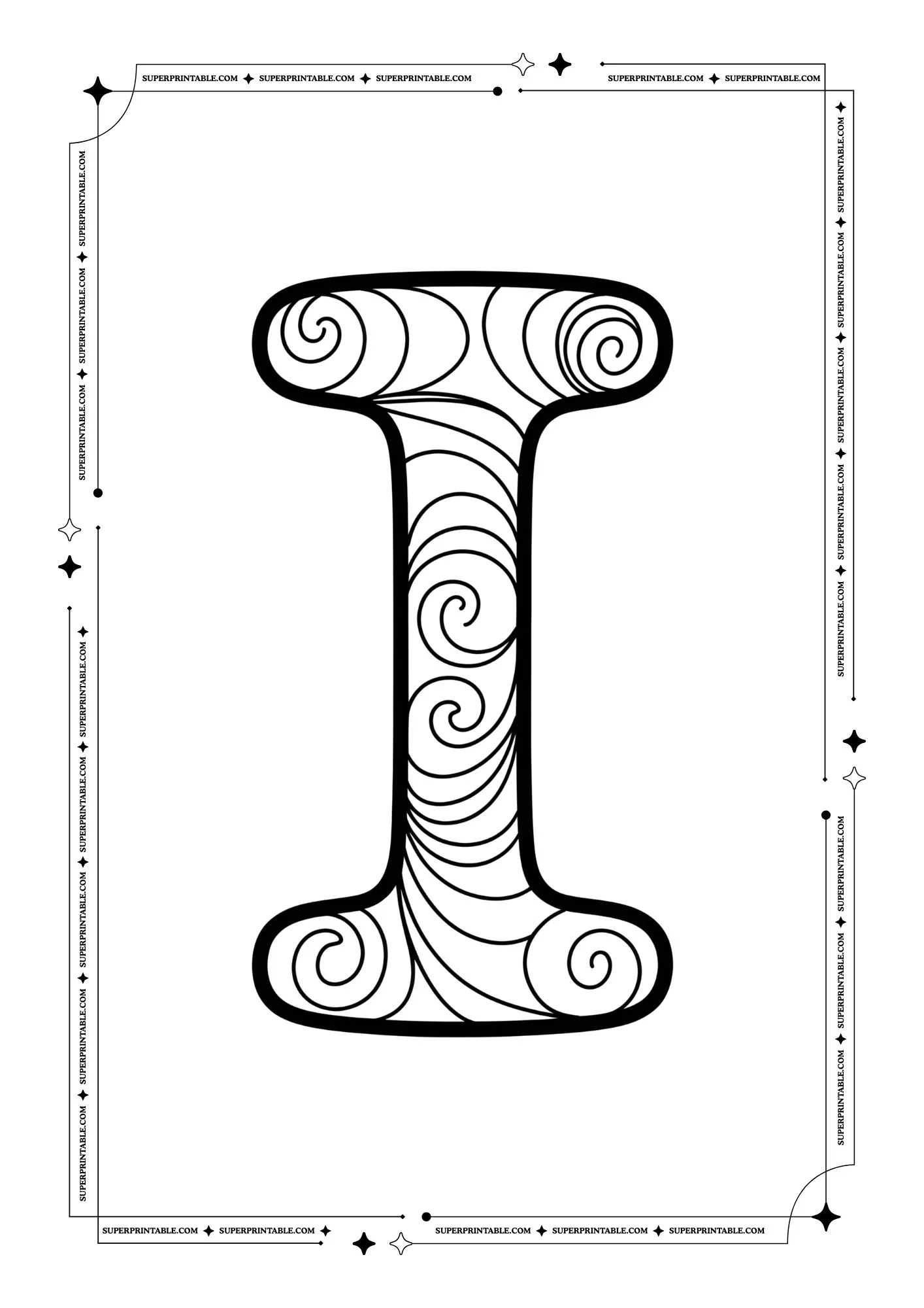 Swirls Alphabet Coloring Pages 9